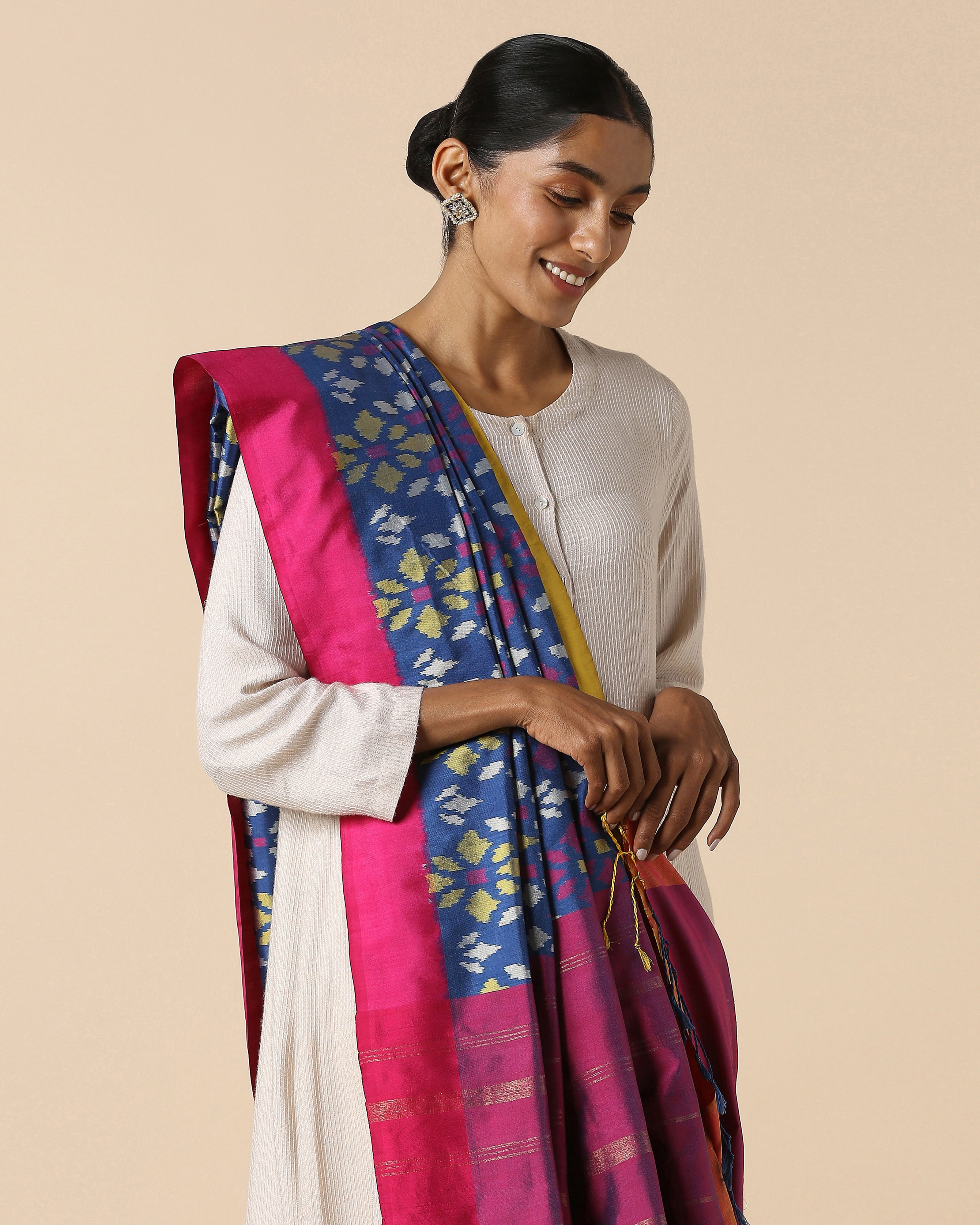 Quila Pochampally Weft Ikat Silk Dupatta