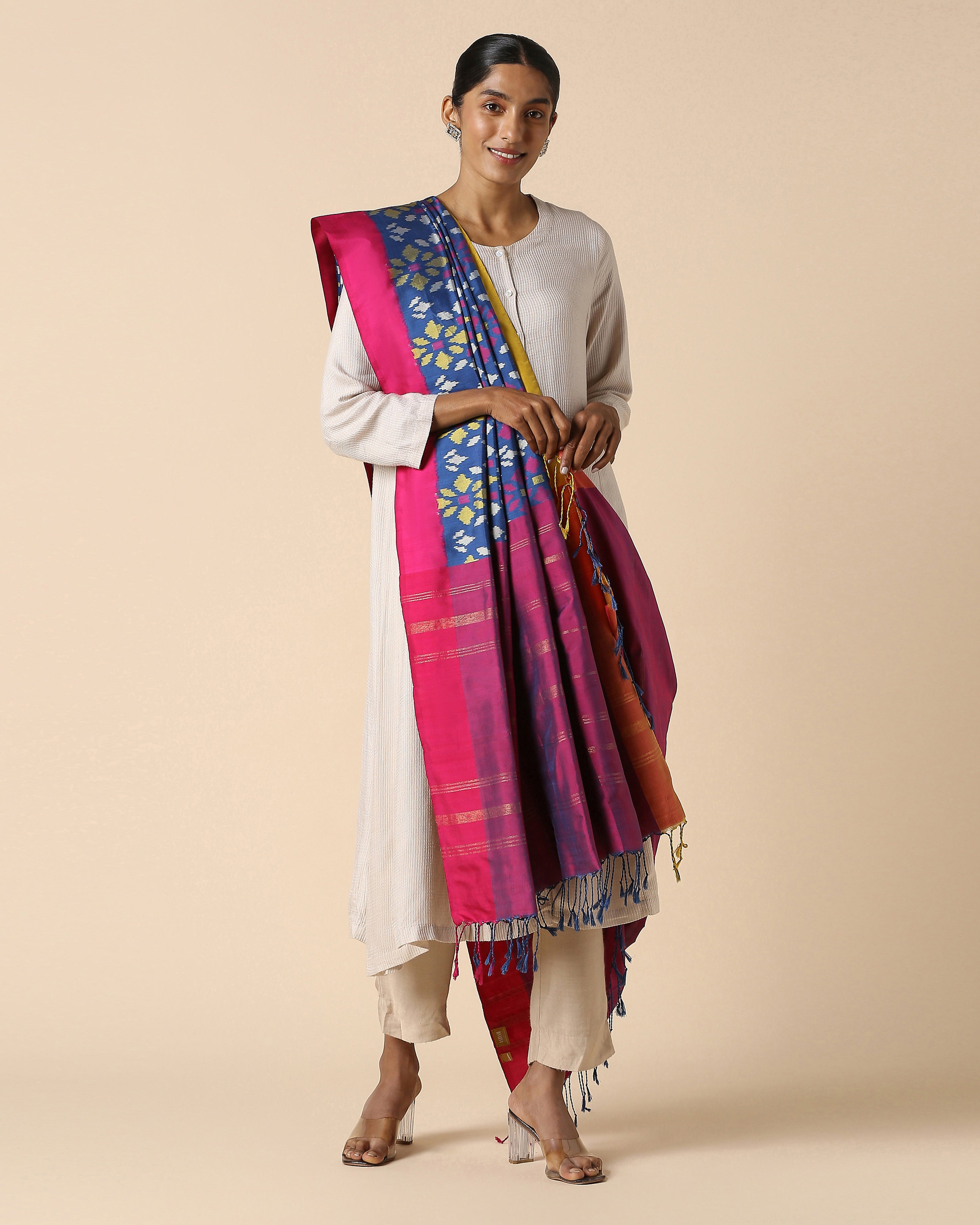 Quila Pochampally Weft Ikat Silk Dupatta