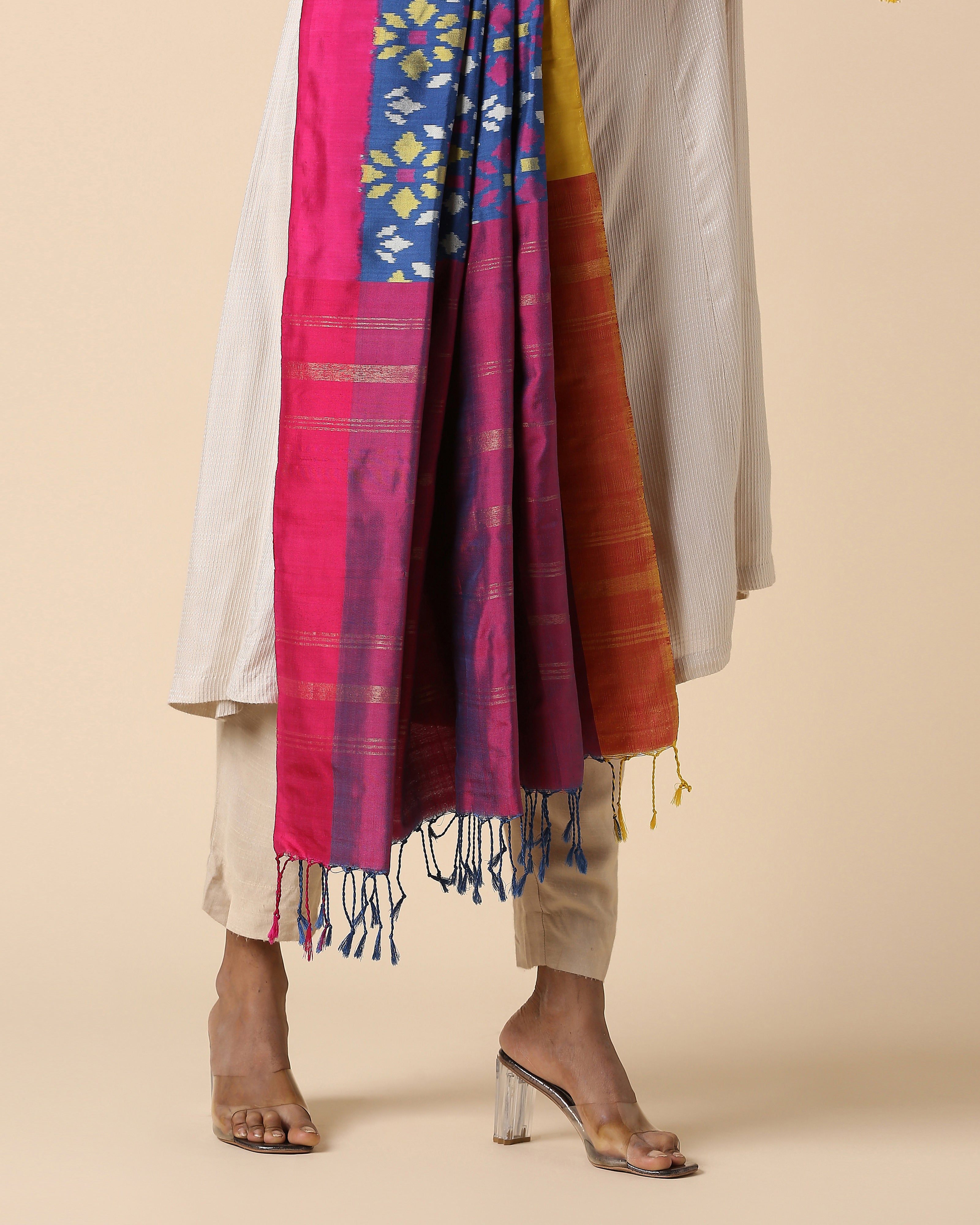 Quila Pochampally Weft Ikat Silk Dupatta