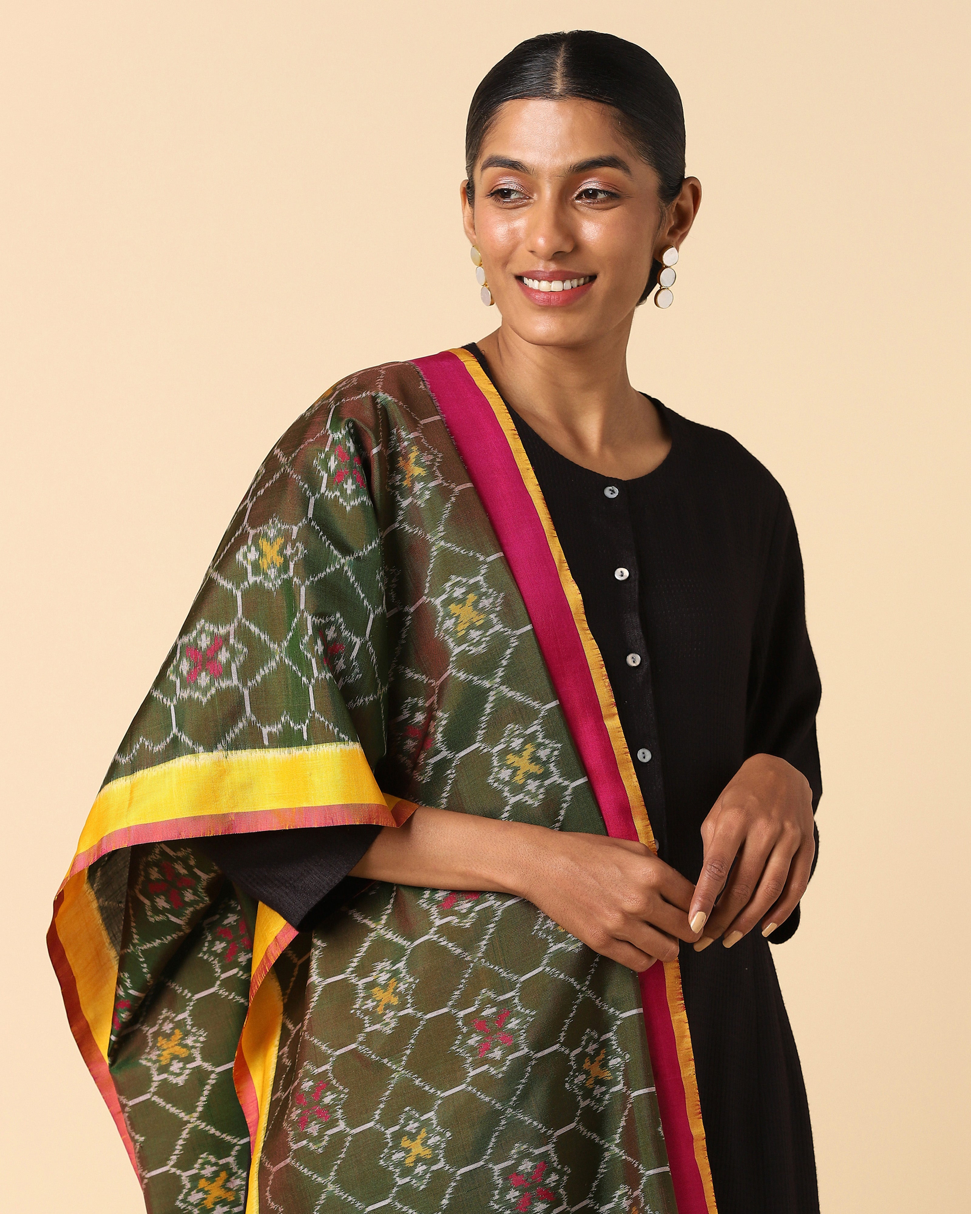 Raakhi Pochampally Weft Ikat Silk Dupatta