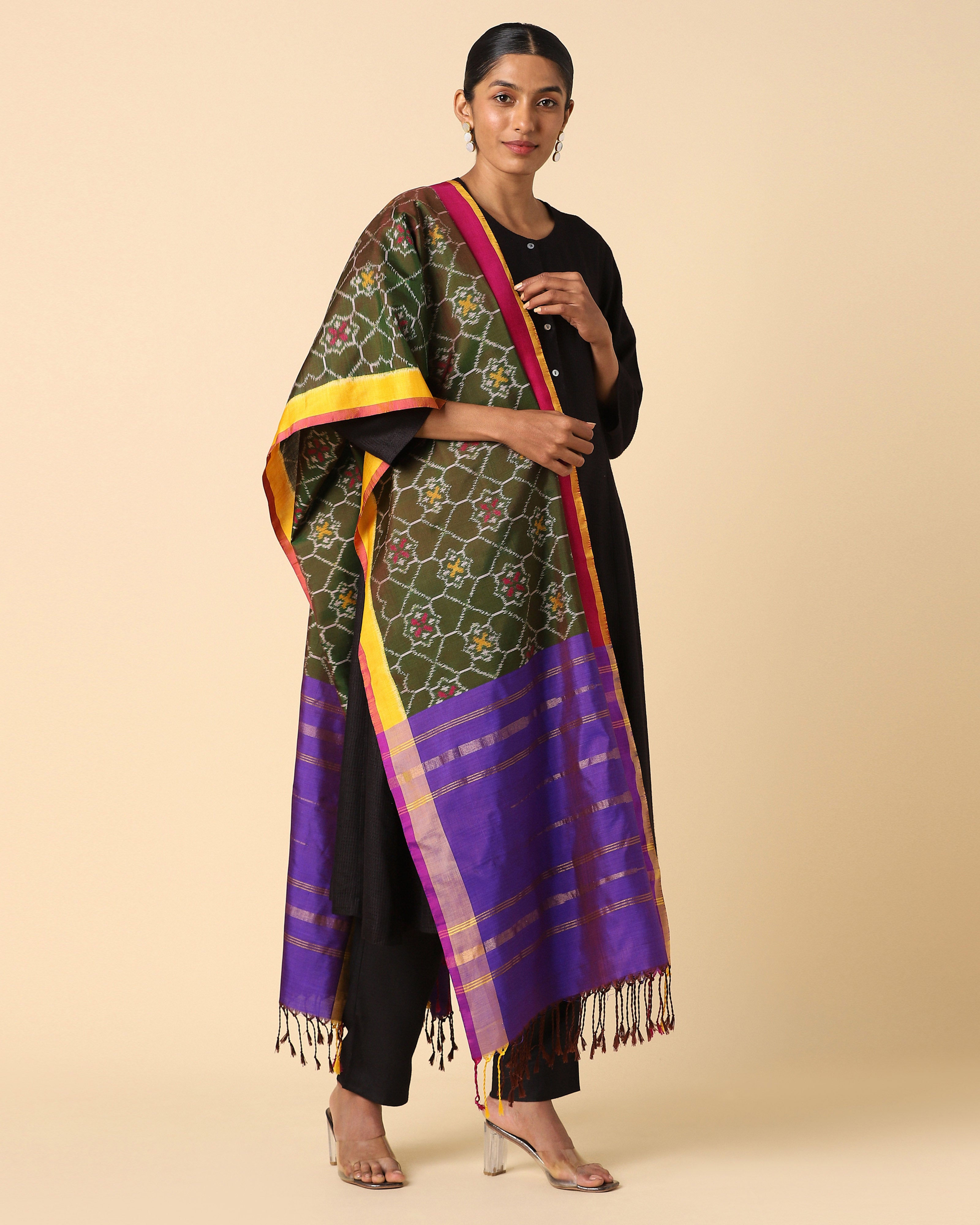Raakhi Pochampally Weft Ikat Silk Dupatta