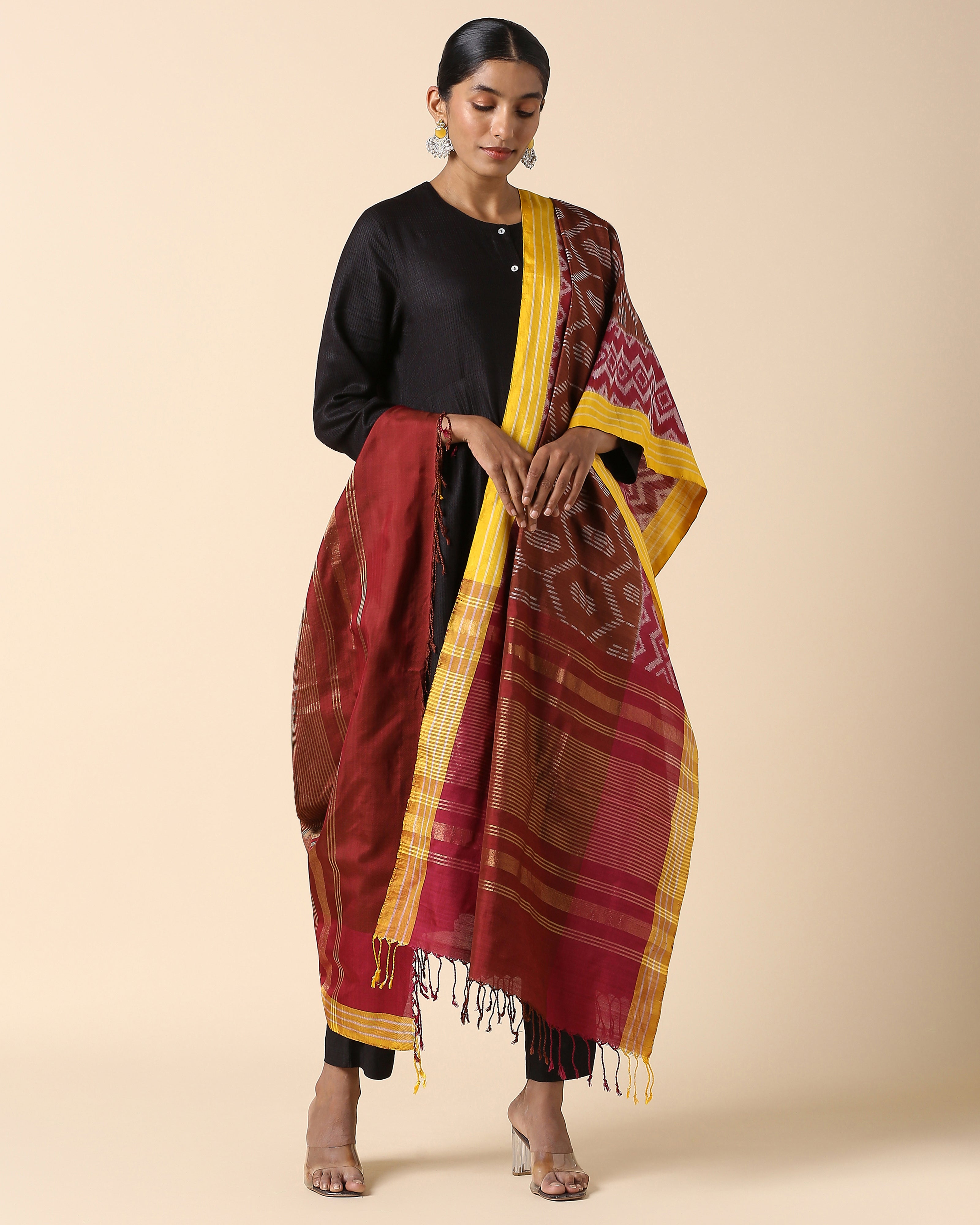 Rahi Pochampally Weft Ikat Silk Dupatta