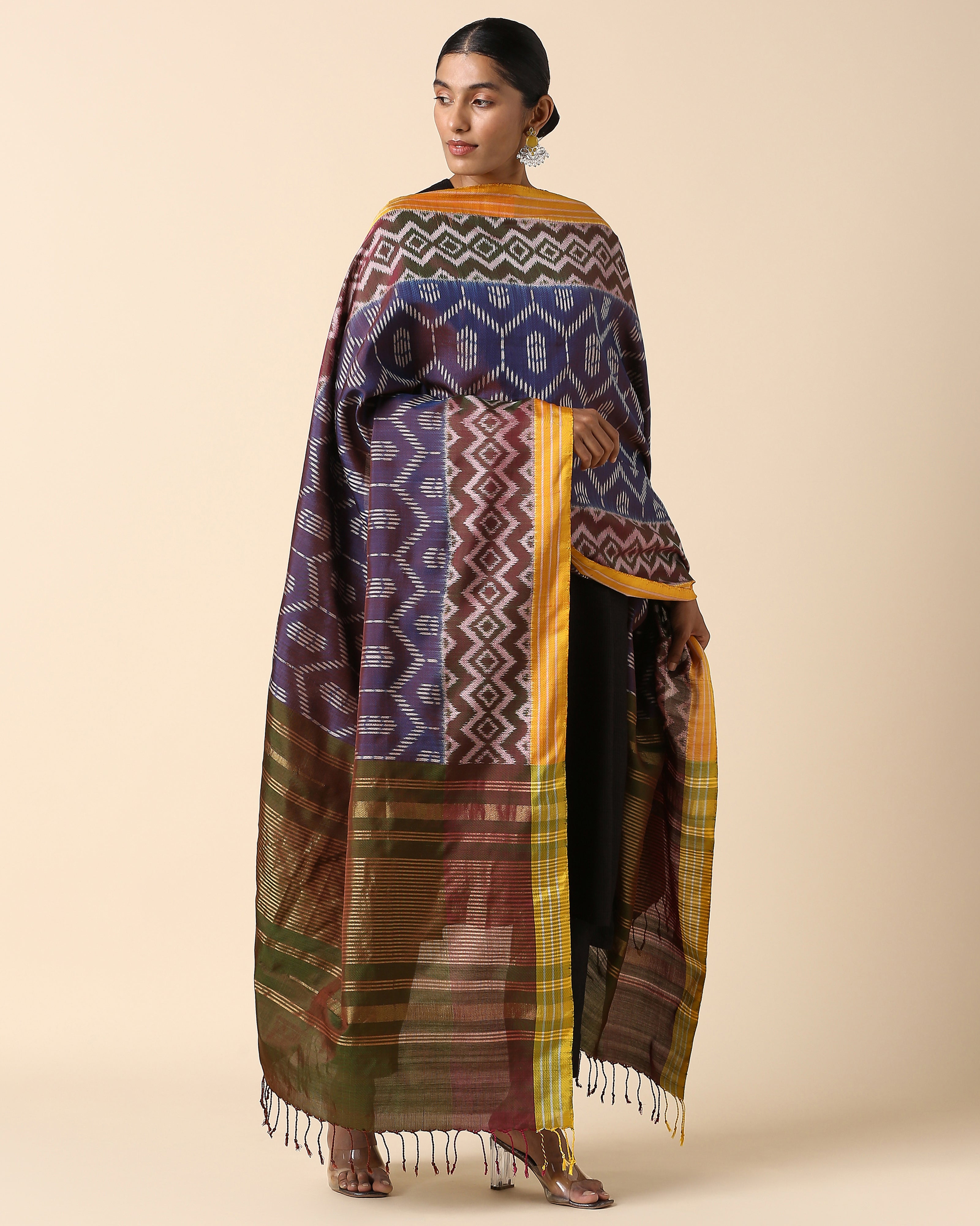 Rahi Pochampally Weft Ikat Silk Dupatta
