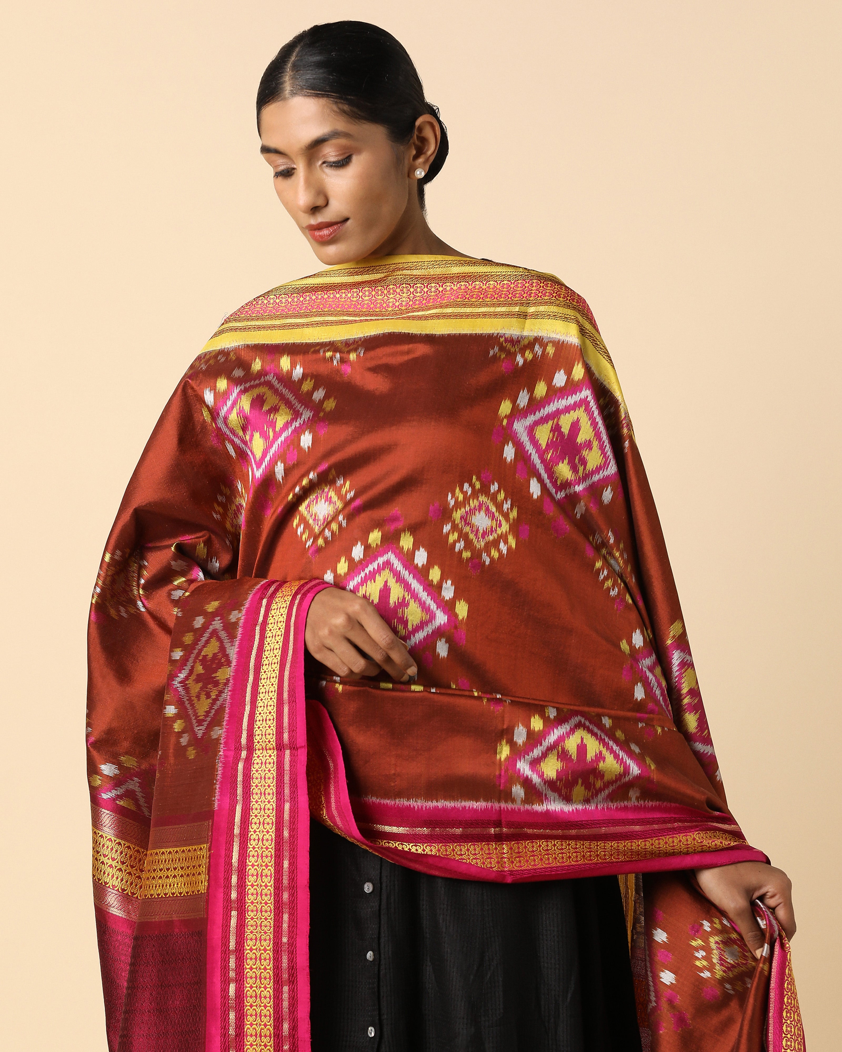 Idaya Pochampally Weft Ikat Silk Dupatta