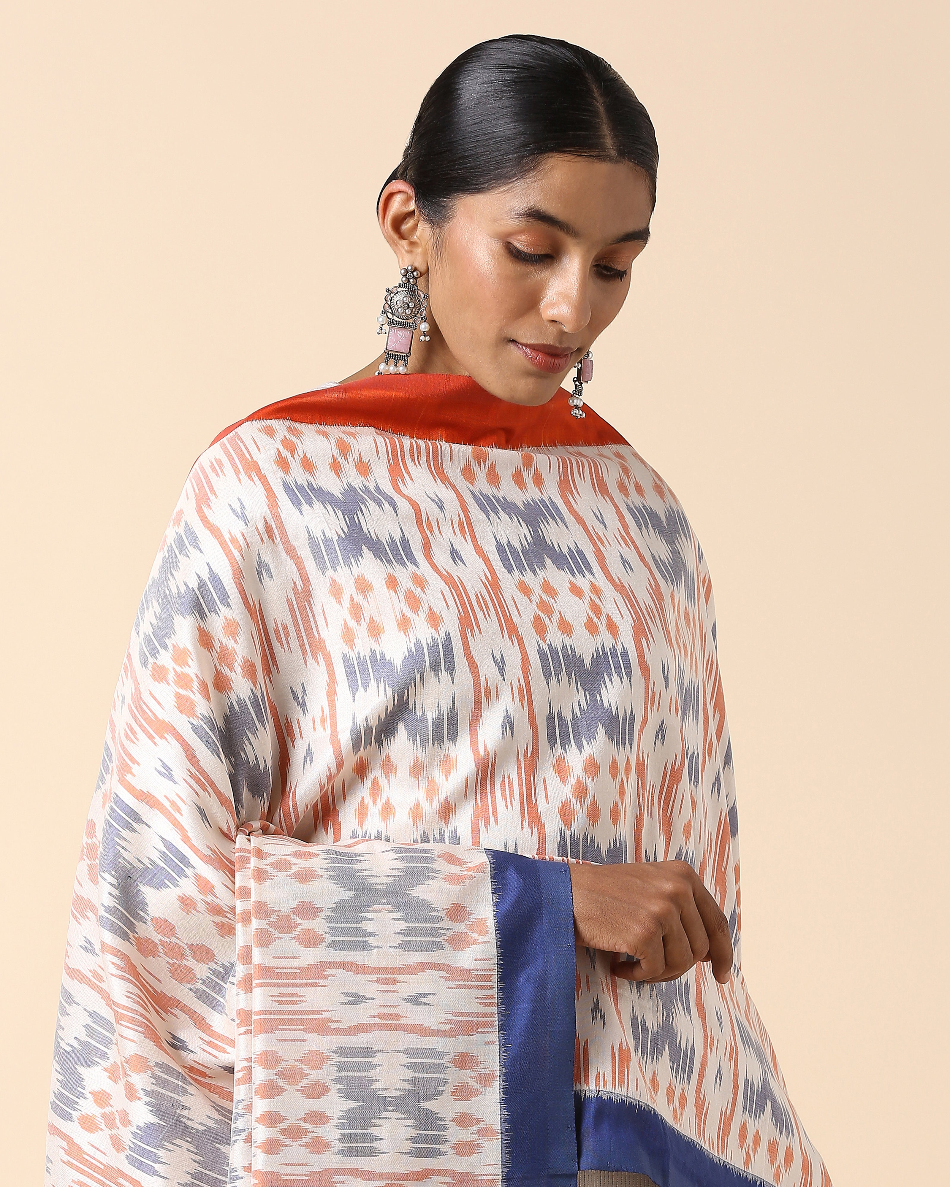 Inala Pochampally Weft Ikat Cotton Silk Dupatta