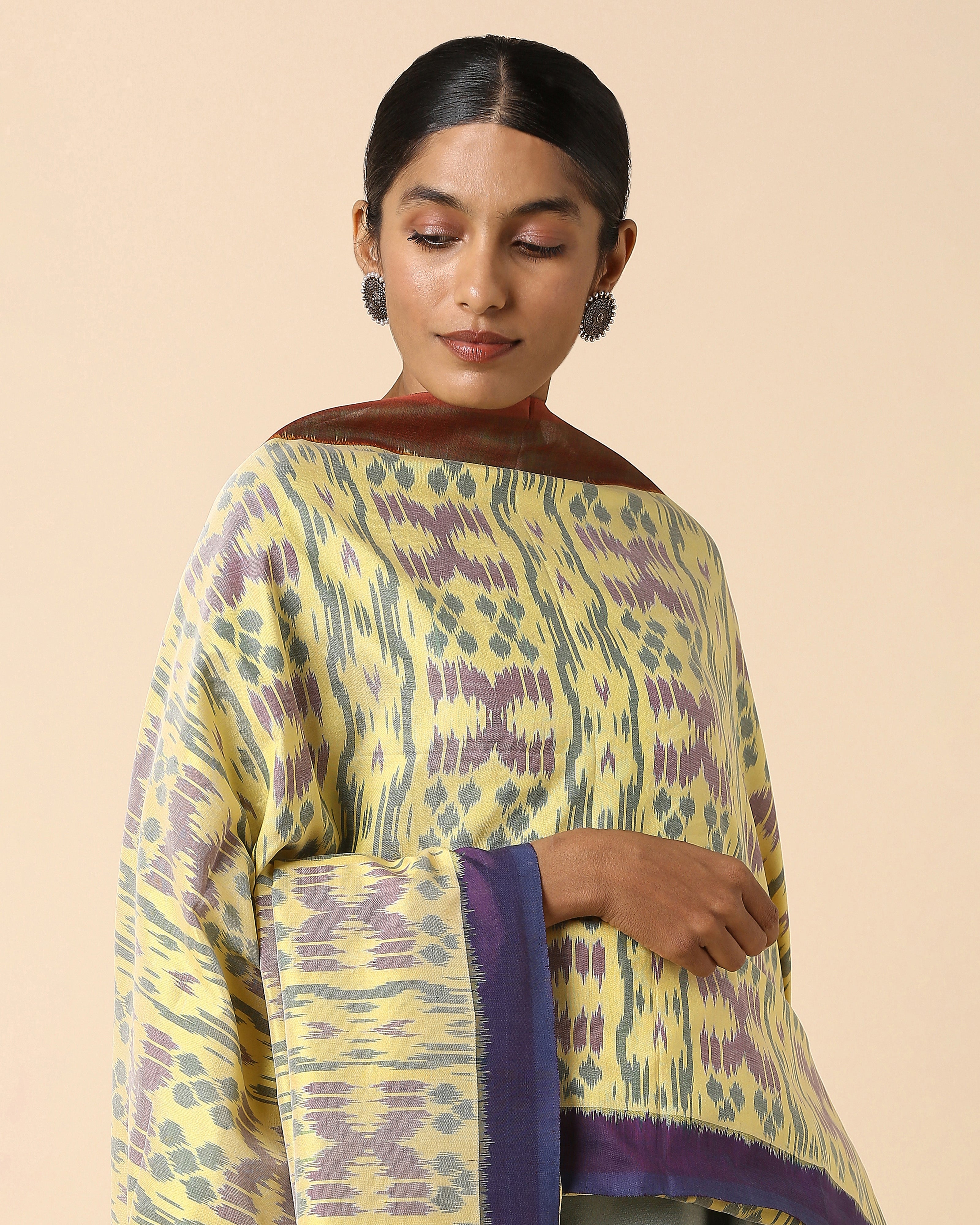 Inala Pochampally Weft Ikat Cotton Silk Dupatta