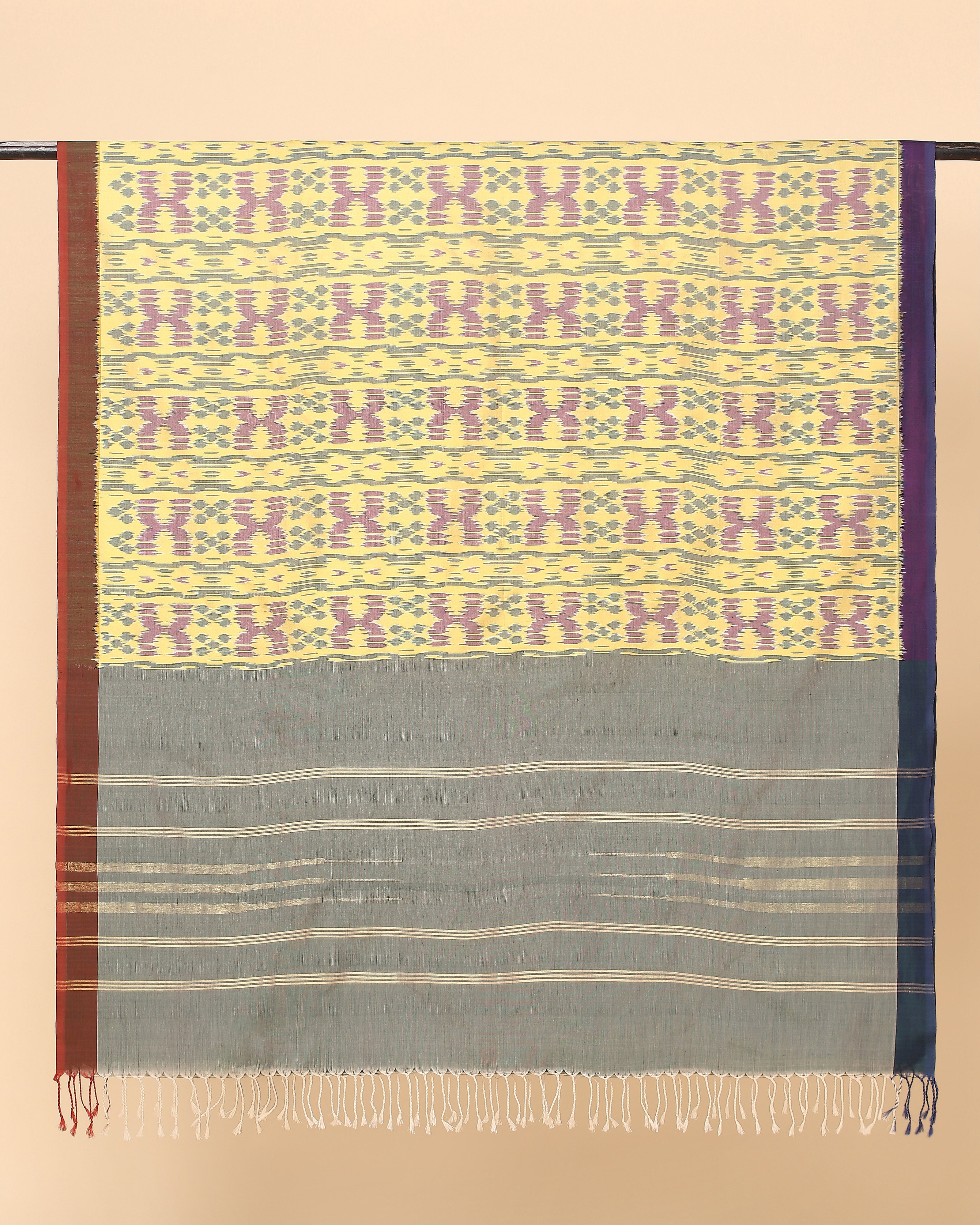 Inala Pochampally Weft Ikat Cotton Silk Dupatta