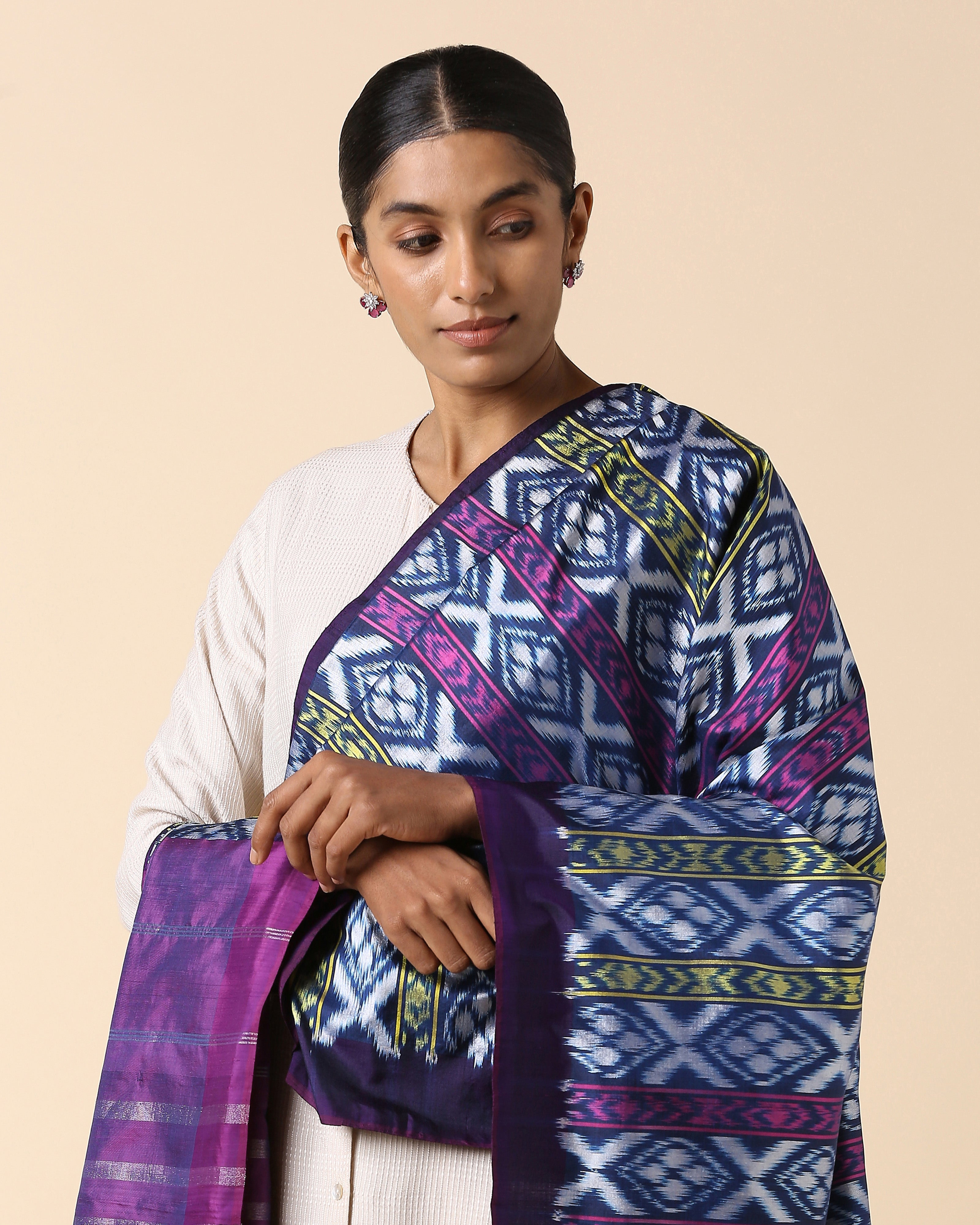 Baruni Pochampally Weft Ikat Silk Dupatta