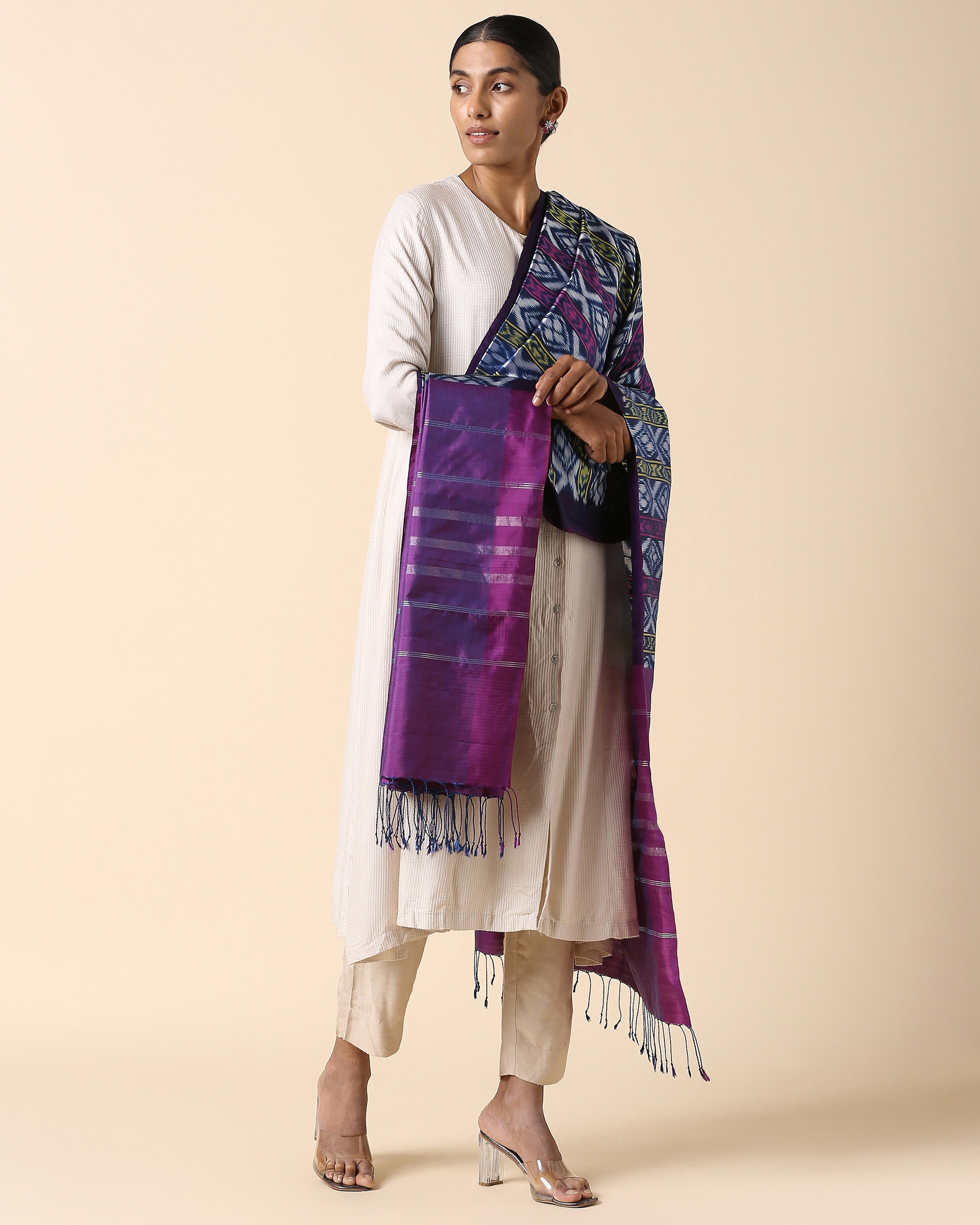 Baruni Pochampally Weft Ikat Silk Dupatta