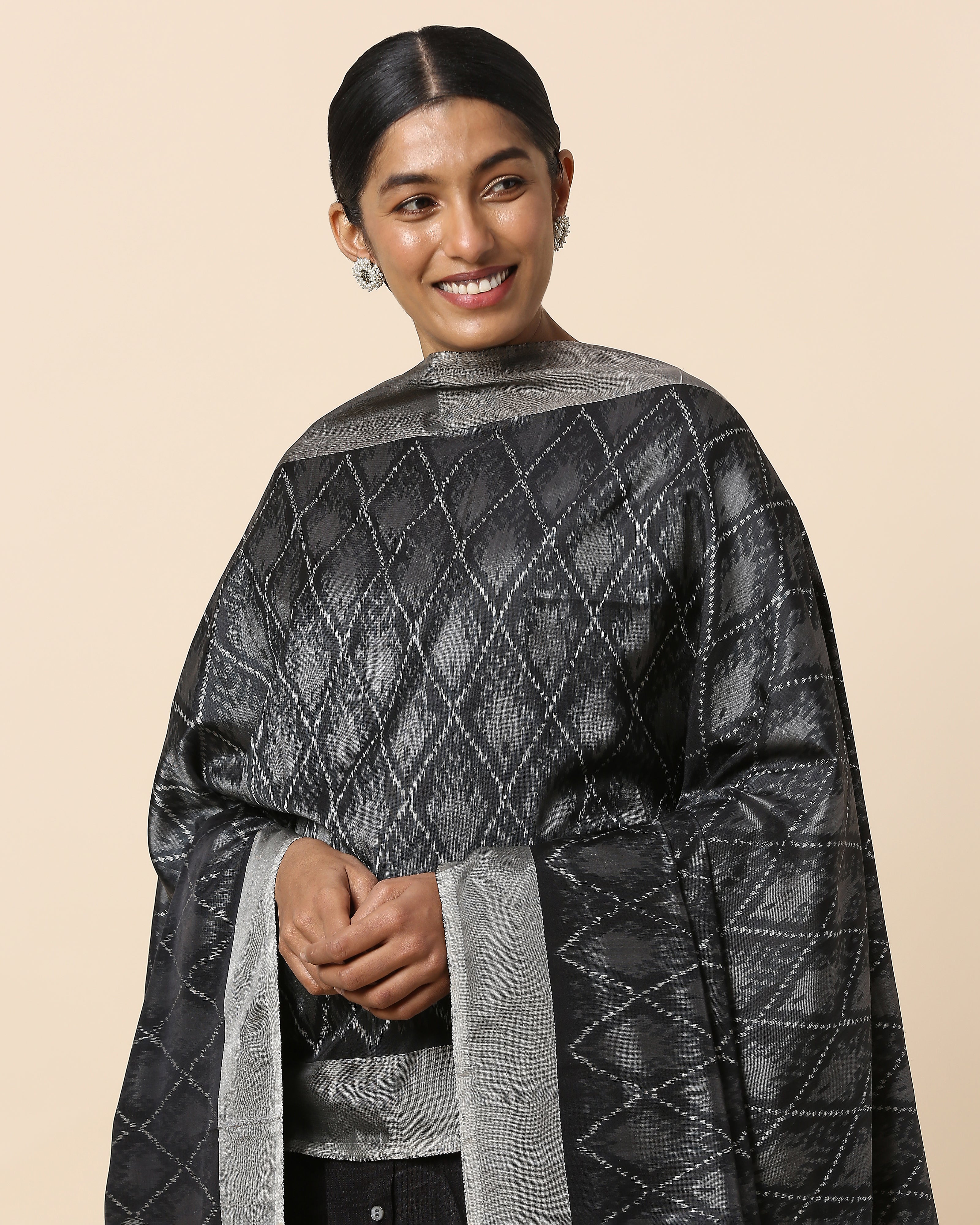 Bhanuni Pochampally Weft Ikat Silk Dupatta