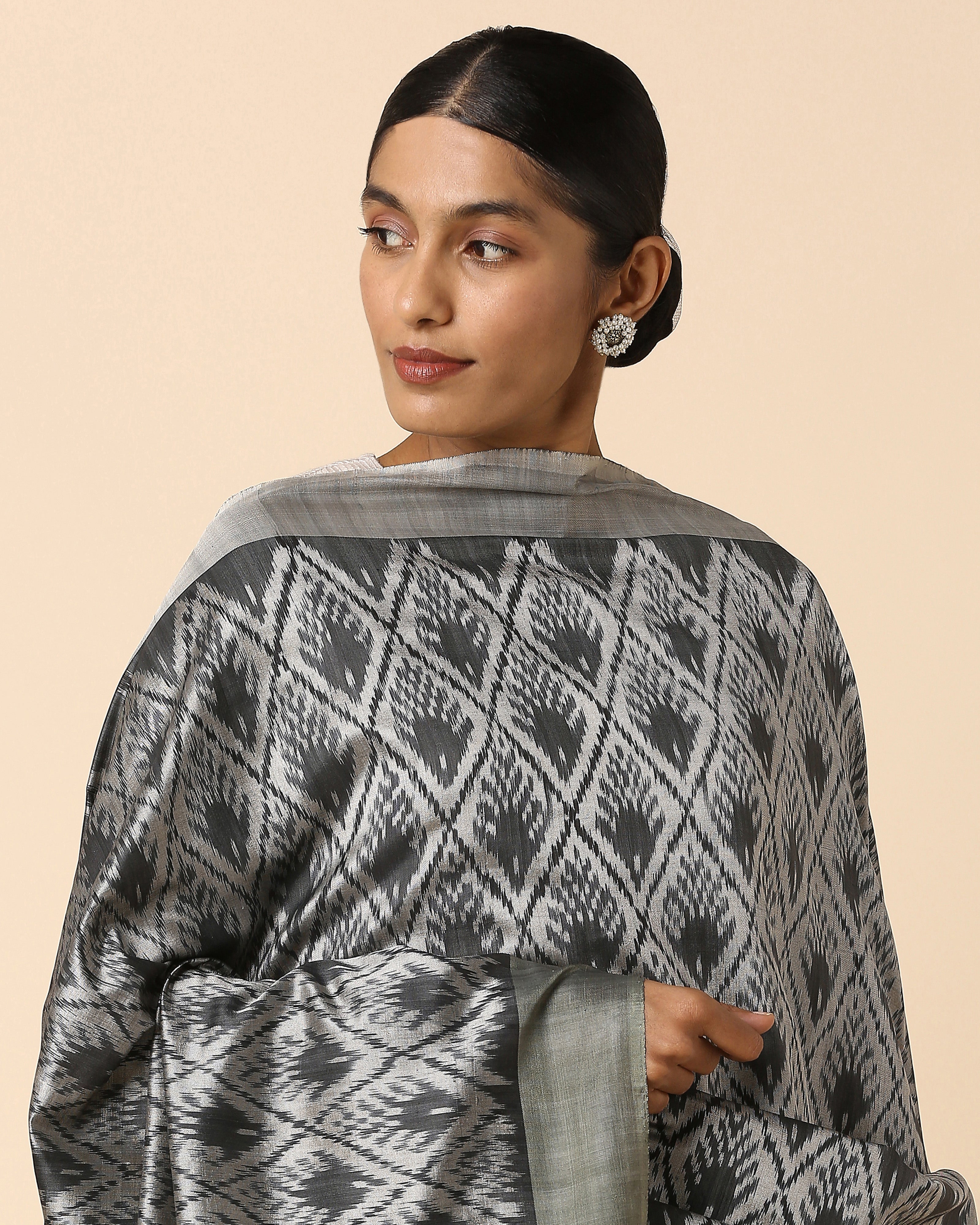 Bhanuni Pochampally Weft Ikat Silk Dupatta