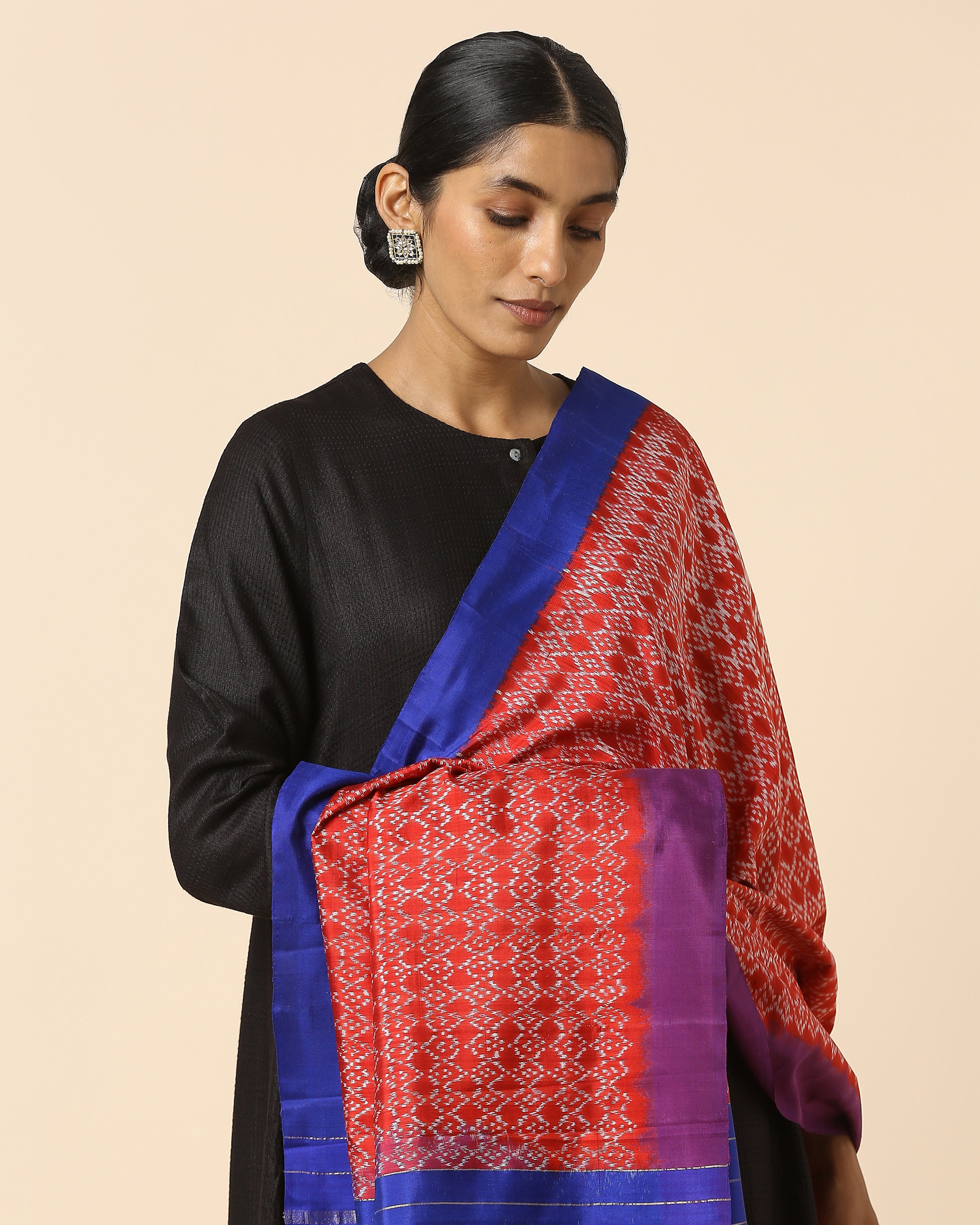 Garati Pochampally Weft Ikat Silk Dupatta