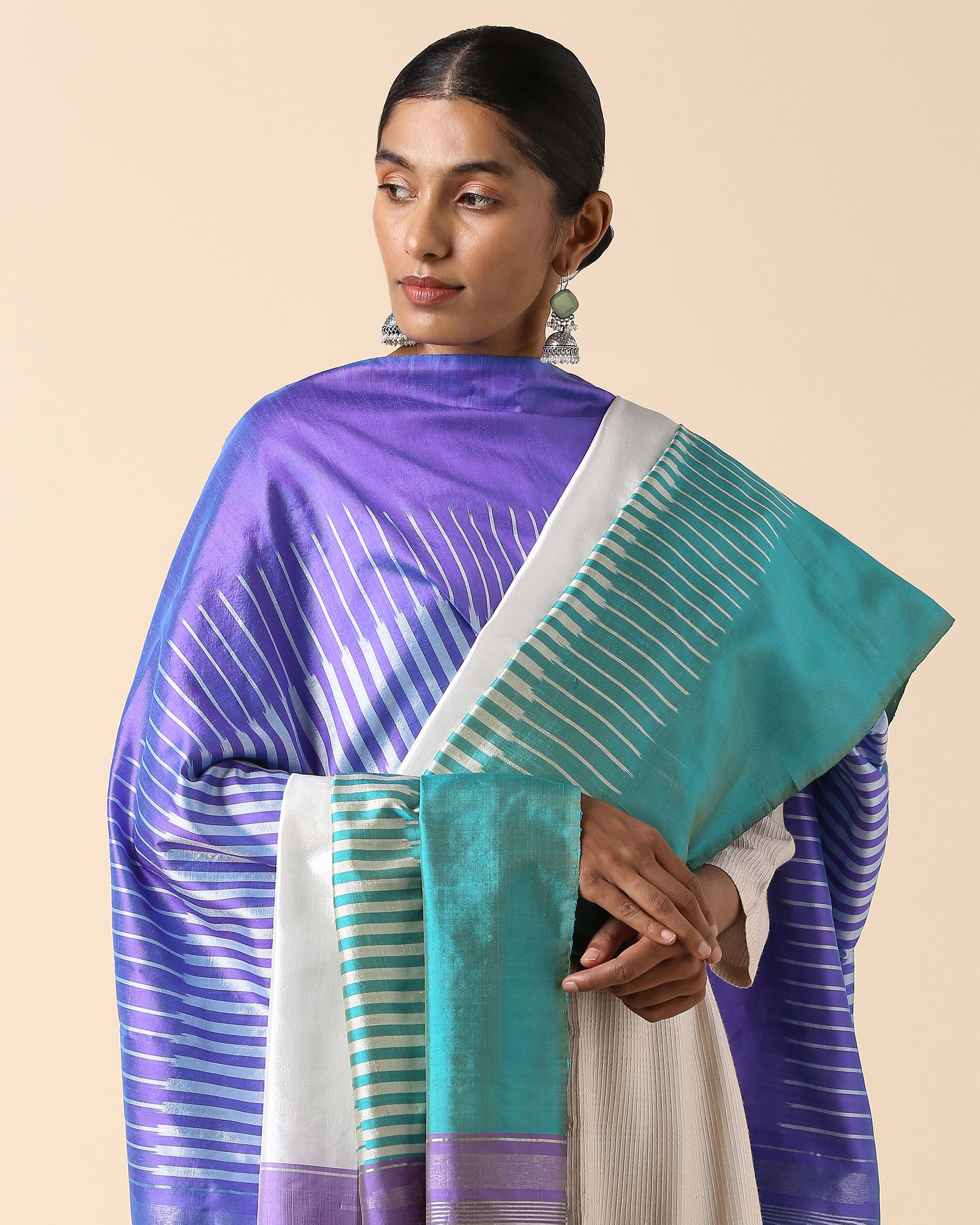 Dakin Pochampally Weft Ikat Silk Dupatta