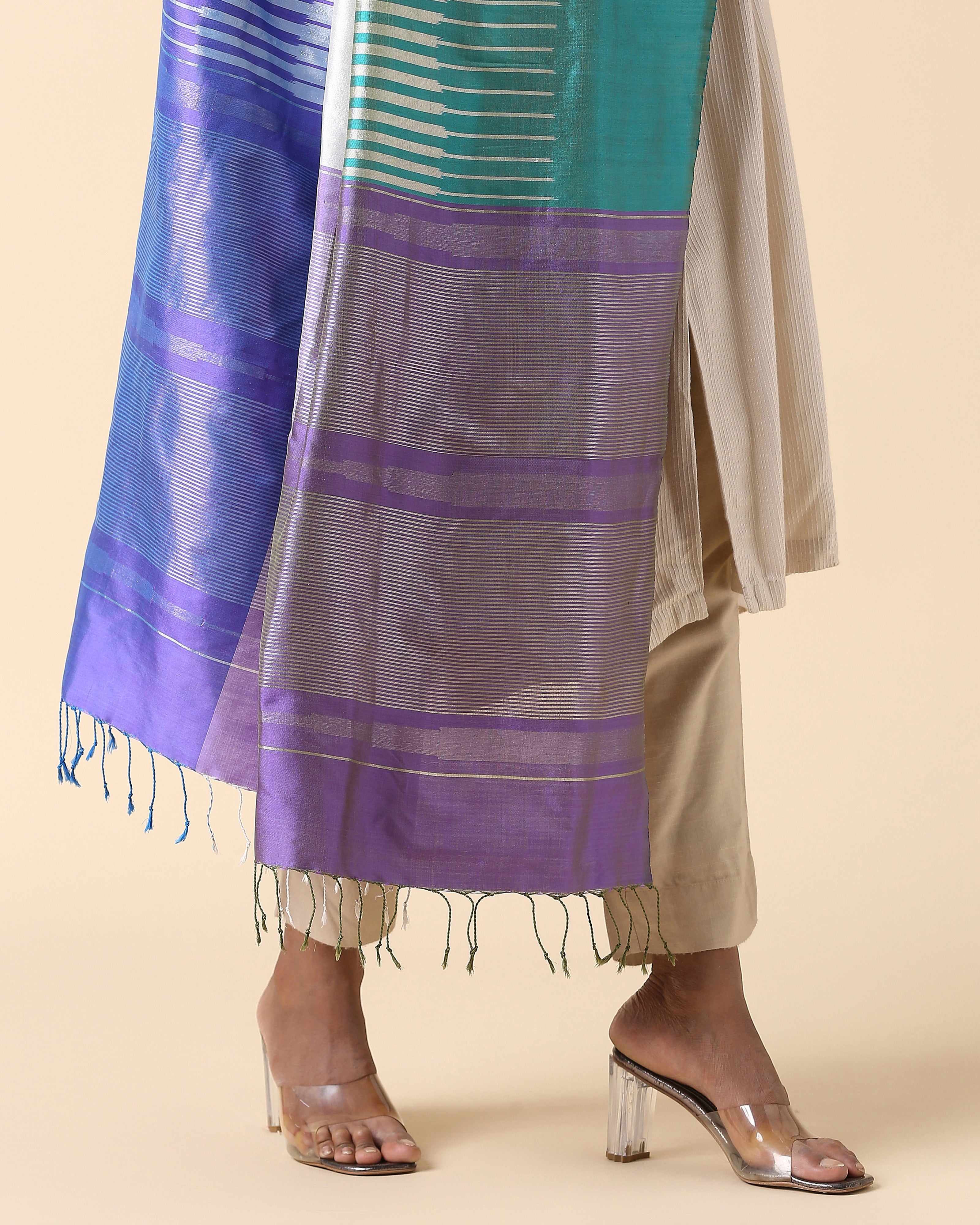 Dakin Pochampally Weft Ikat Silk Dupatta