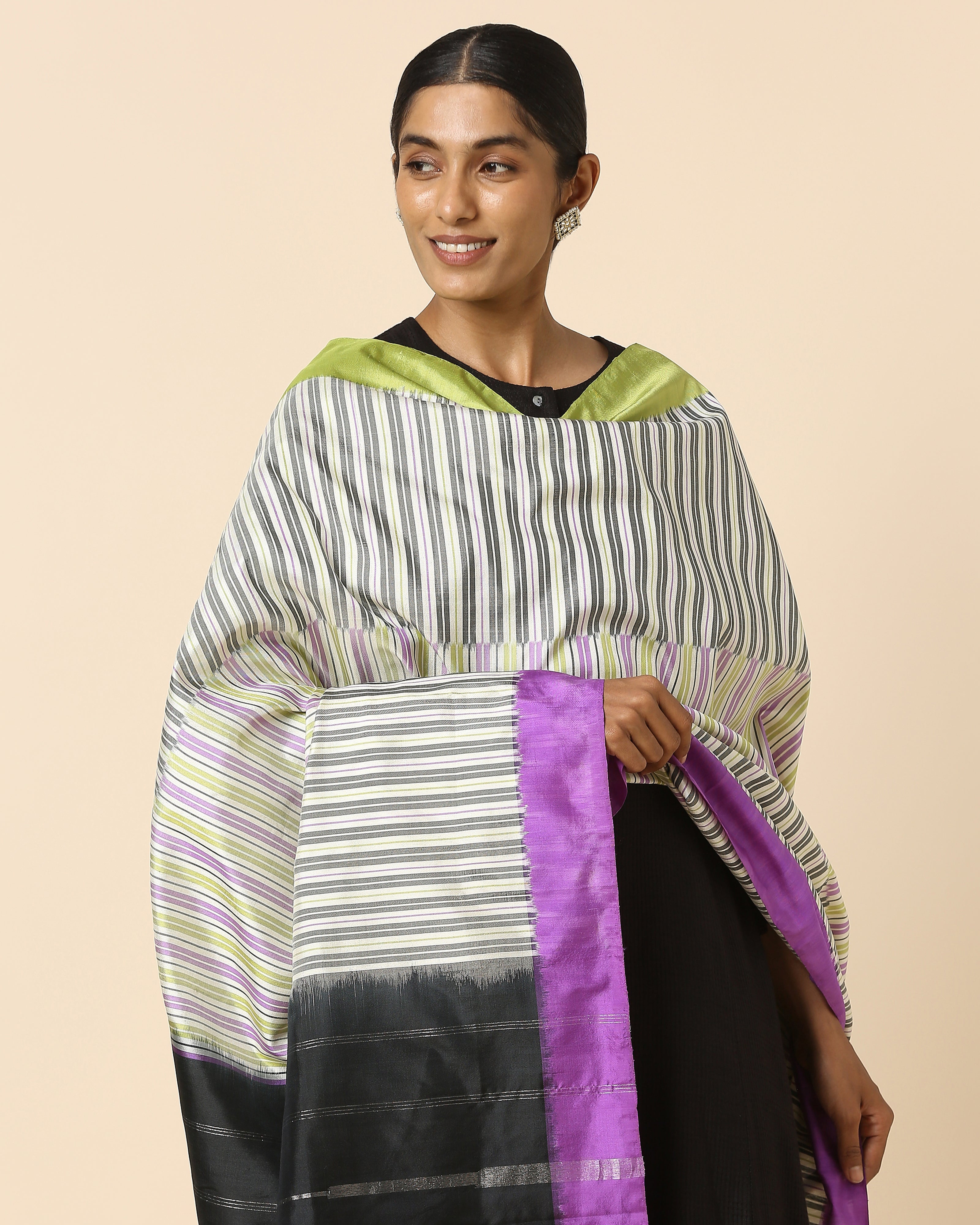 Lalani Pochampally Weft Ikat Silk Dupatta