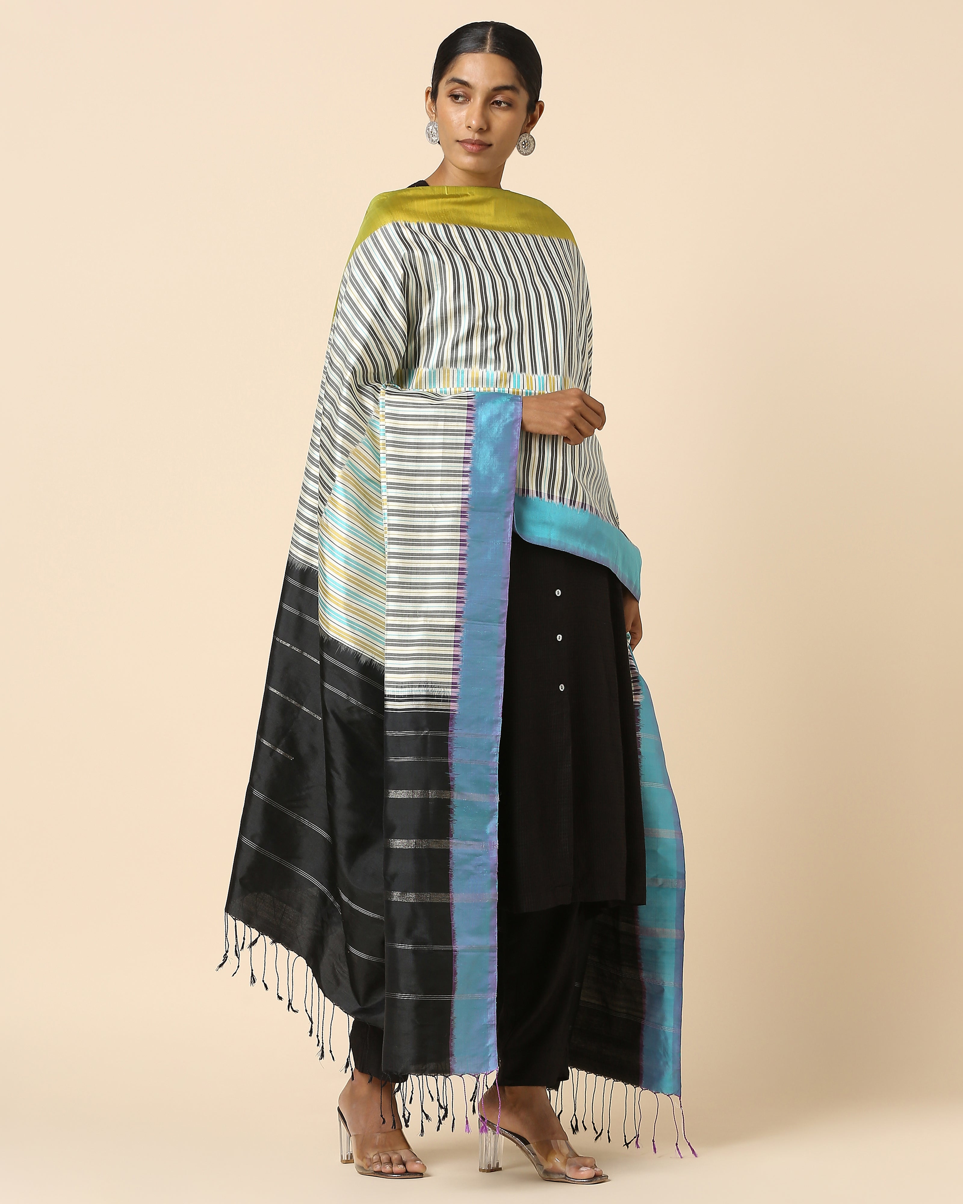 Lalani Pochampally Weft Ikat Silk Dupatta