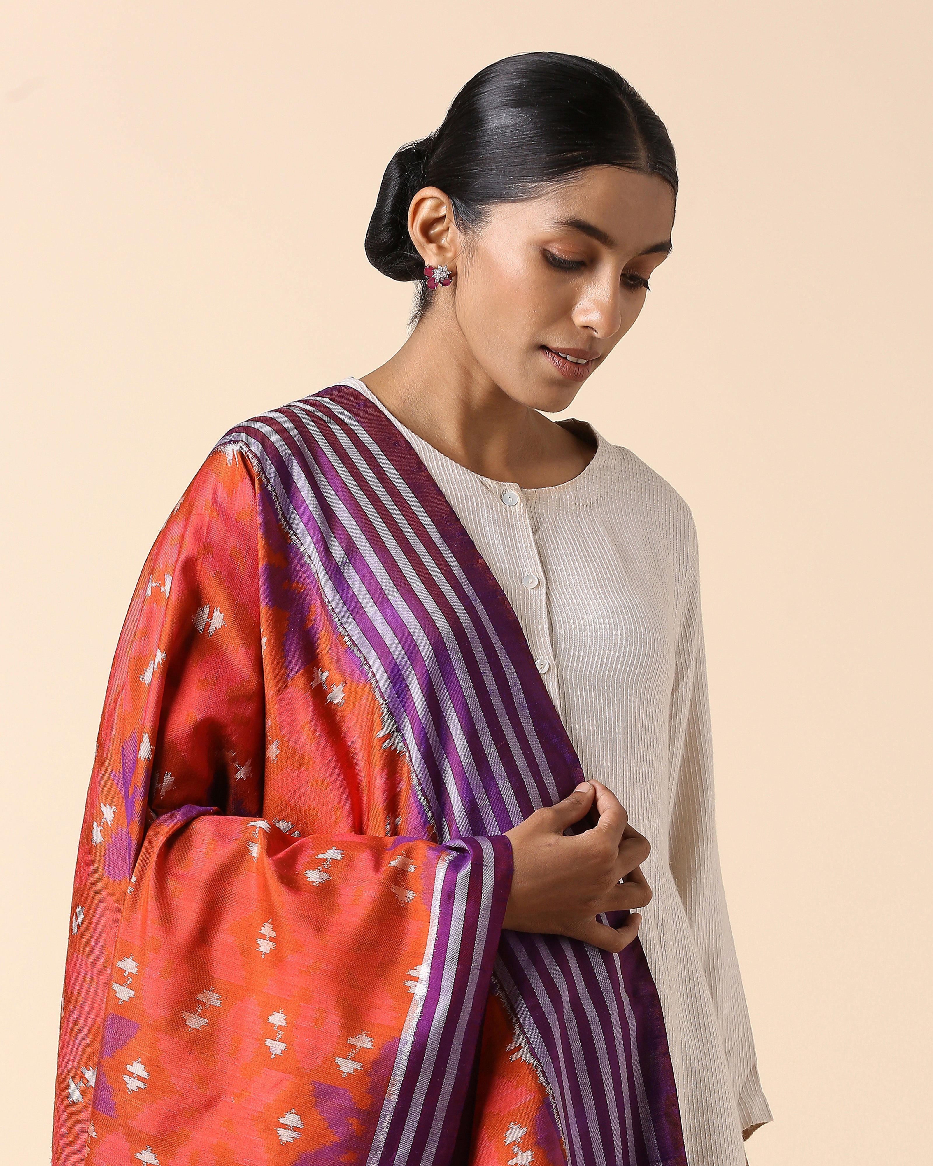 Maneet Pochampally Weft Ikat Silk Dupatta