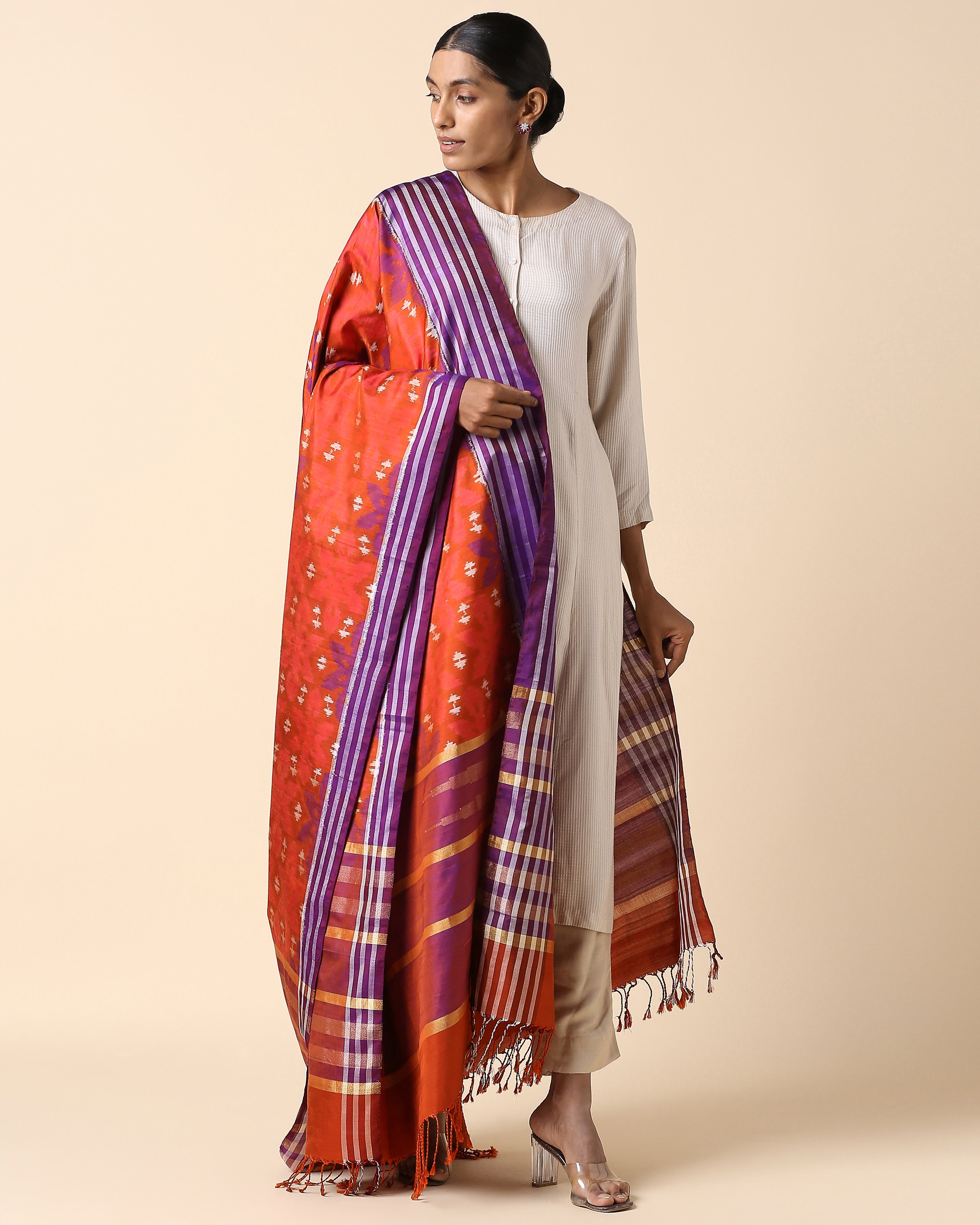 Maneet Pochampally Weft Ikat Silk Dupatta