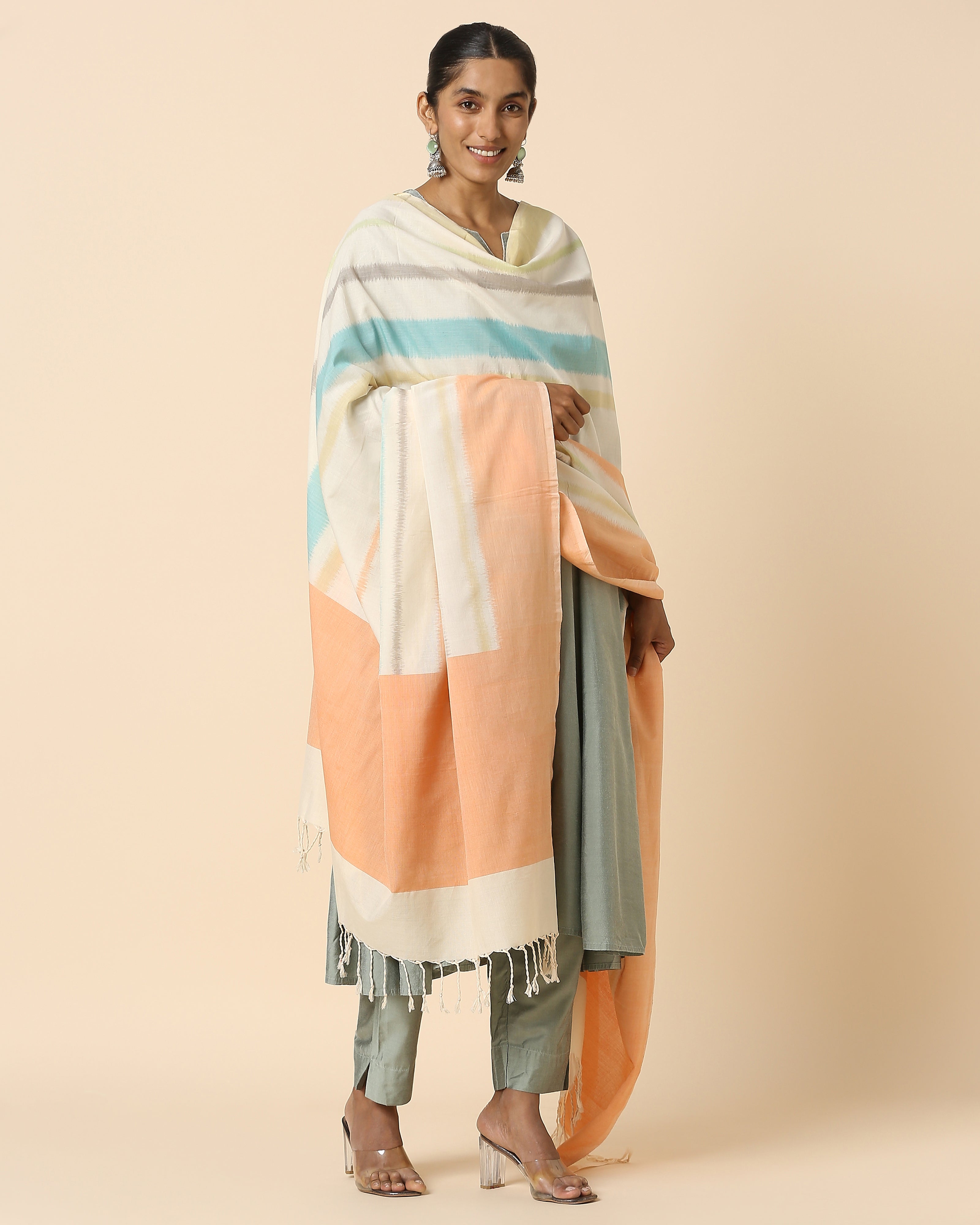 Bageshri Pochampally Weft Ikat Cotton Dupatta