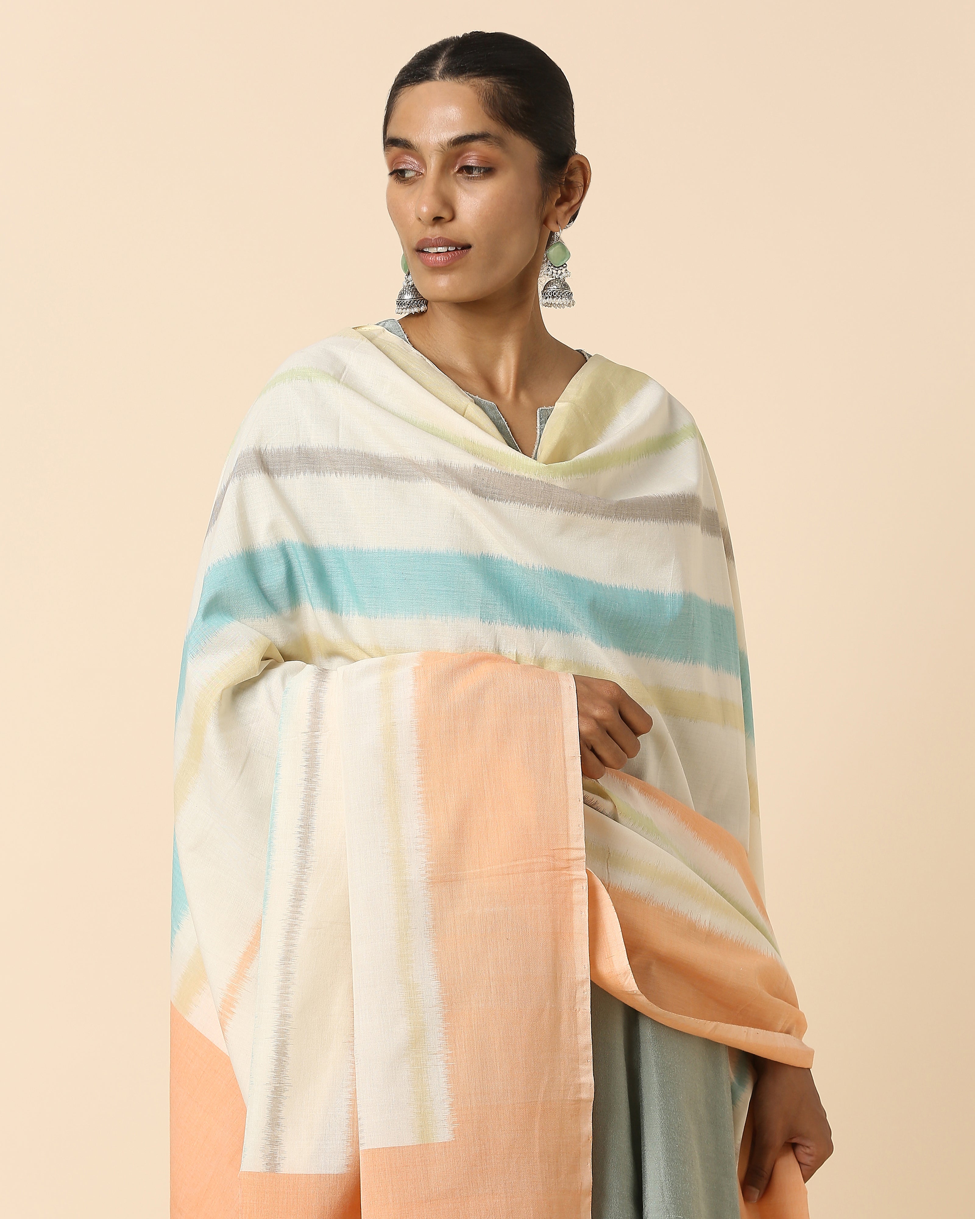 Bageshri Pochampally Weft Ikat Cotton Dupatta