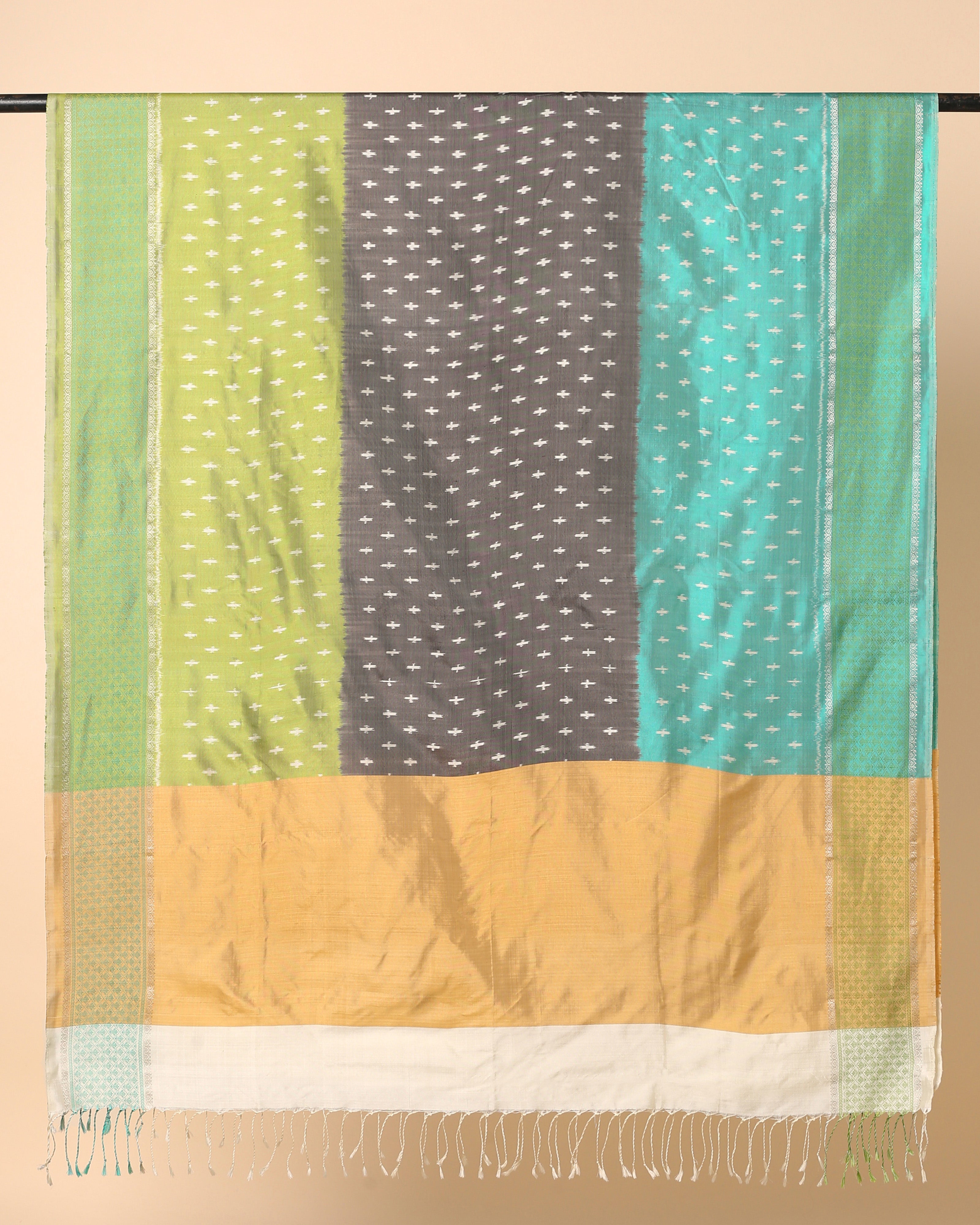 Kafi Pochampally Weft Ikat Silk Dupatta