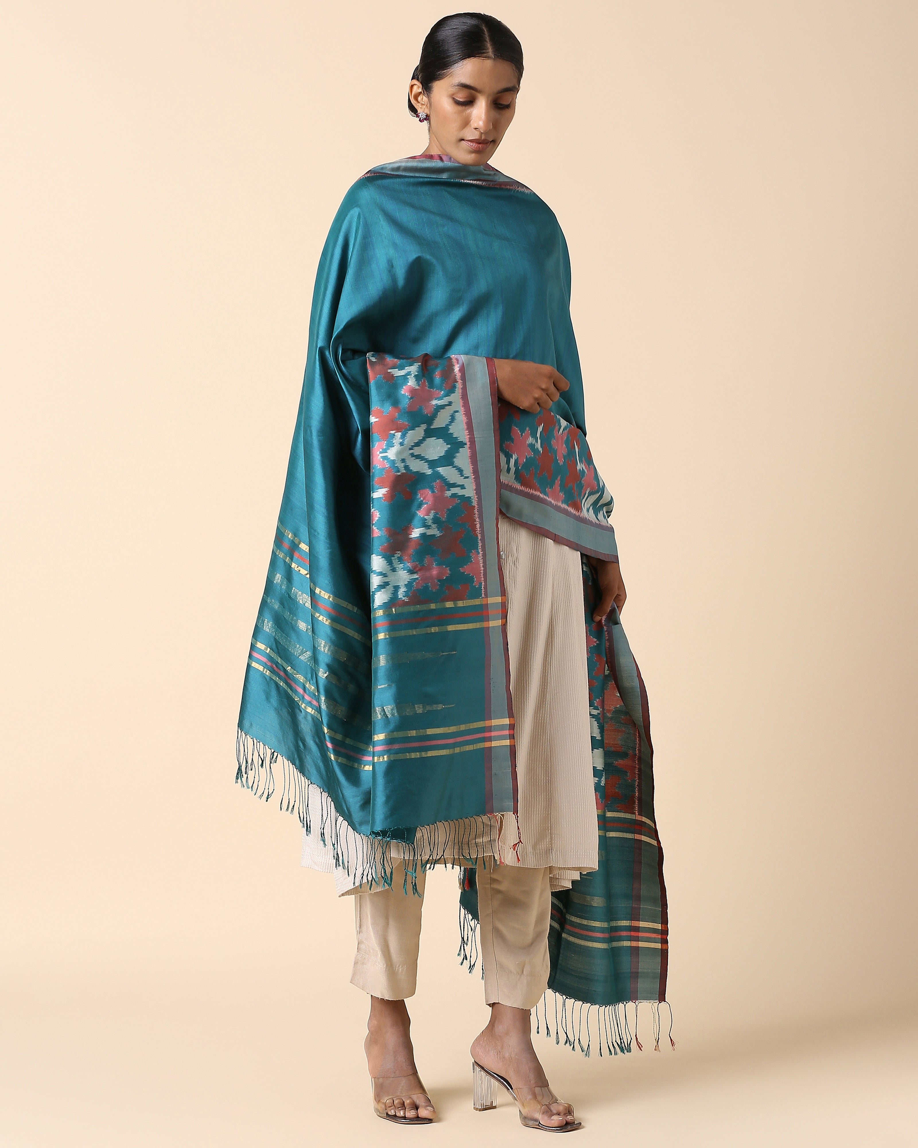 Asuti Pochampally Weft Ikat Silk Dupatta