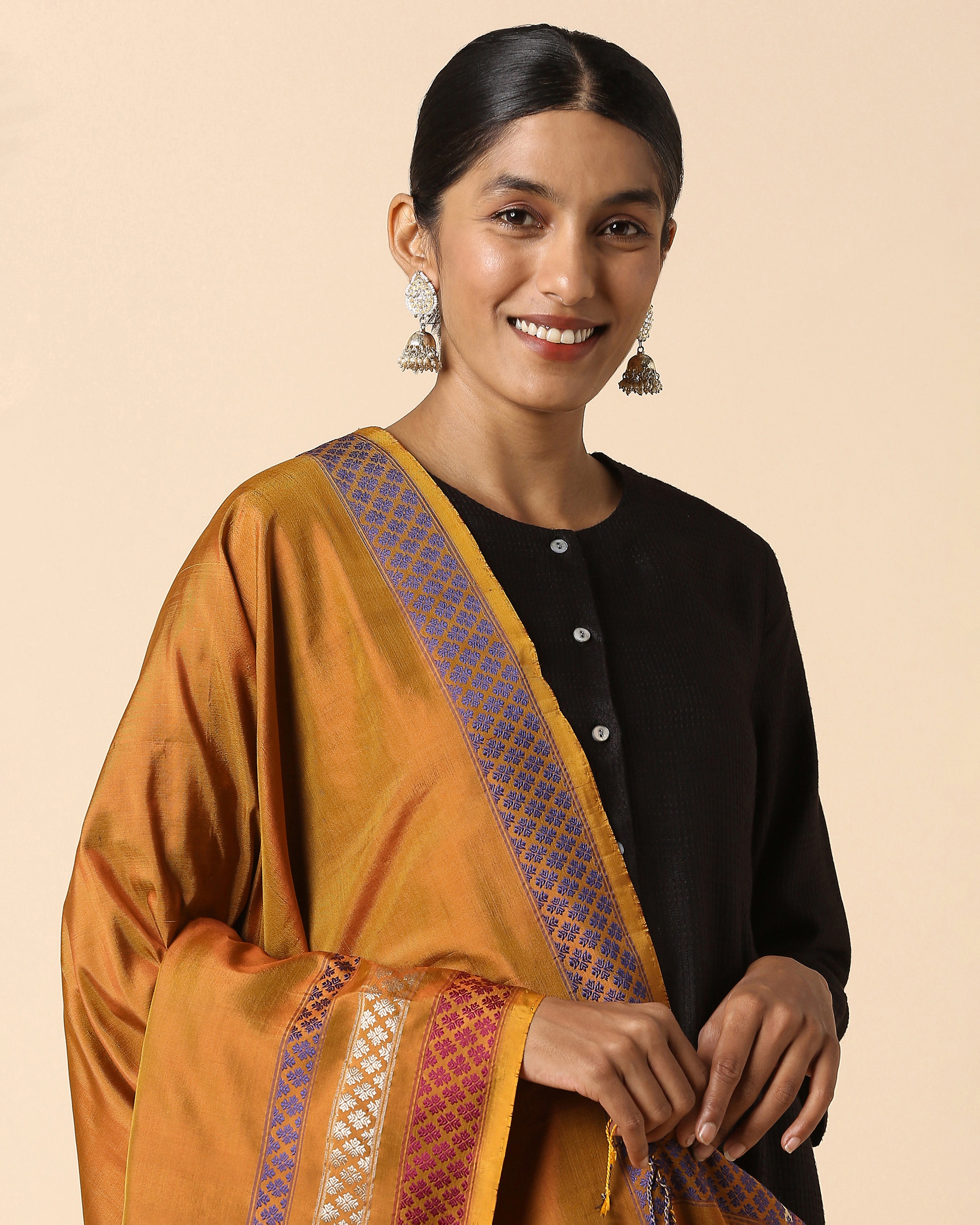 Bashiki Pochampally Weft Ikat Silk Dupatta