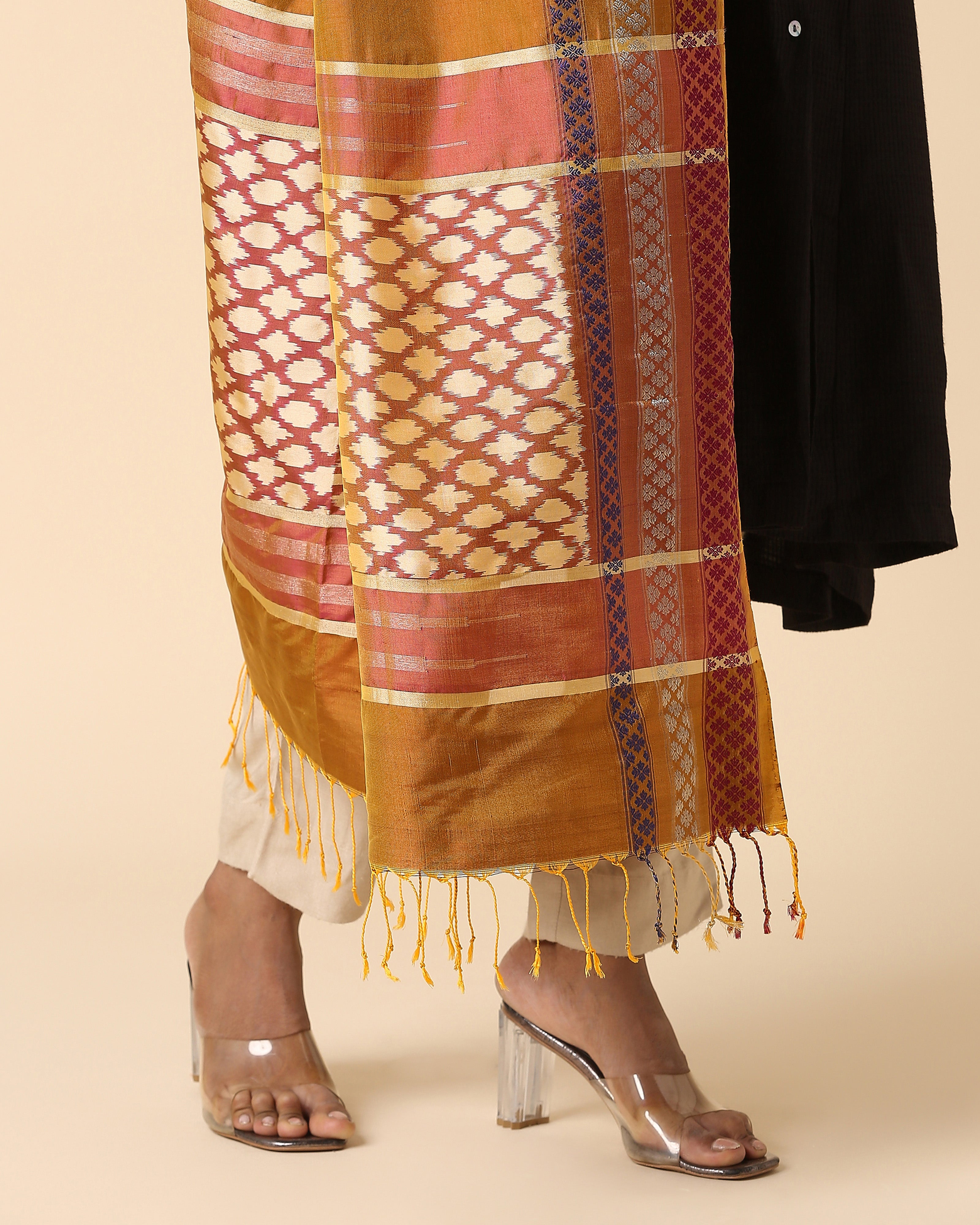 Bashiki Pochampally Weft Ikat Silk Dupatta