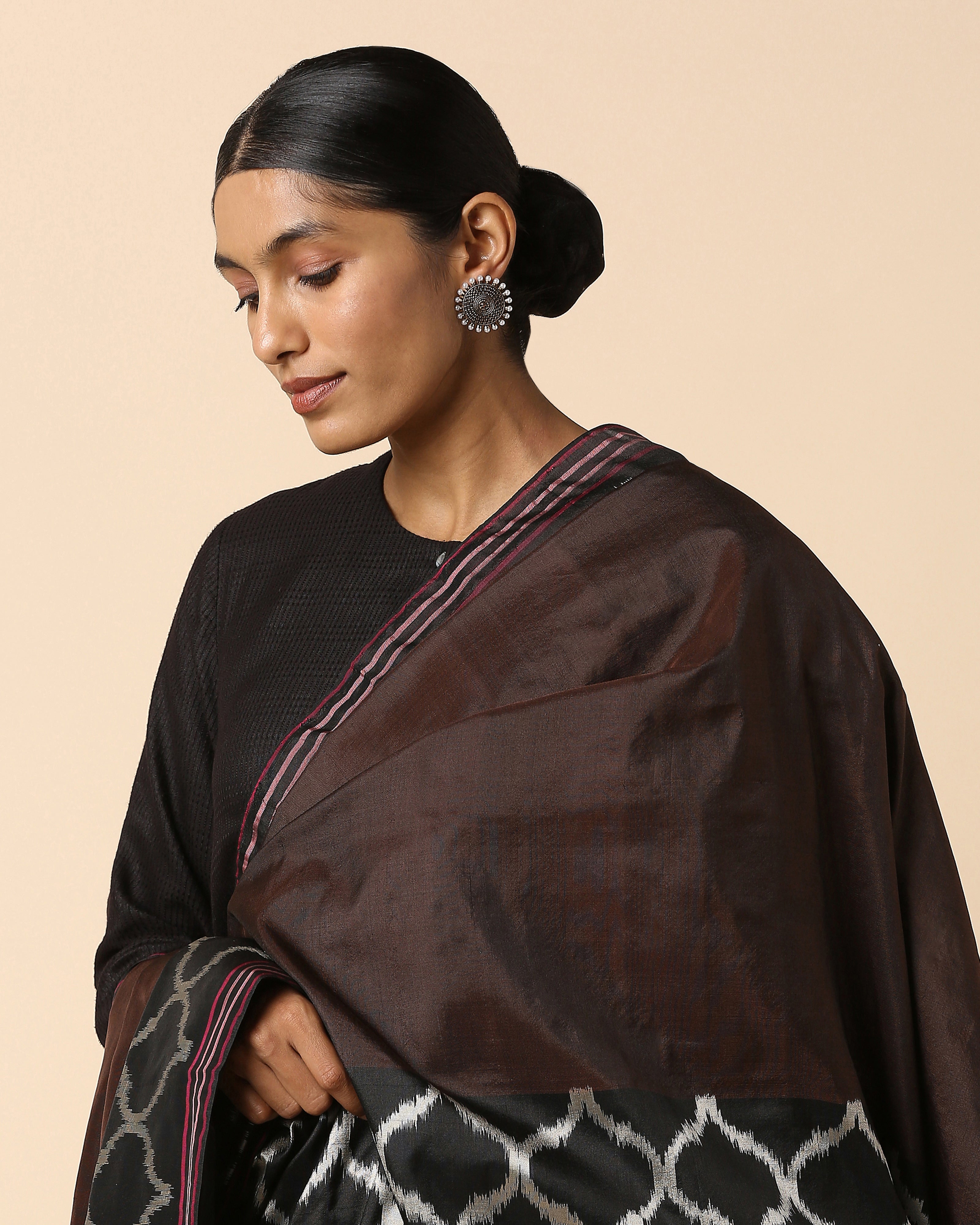 Malhar Pochampally Weft Ikat Silk Dupatta