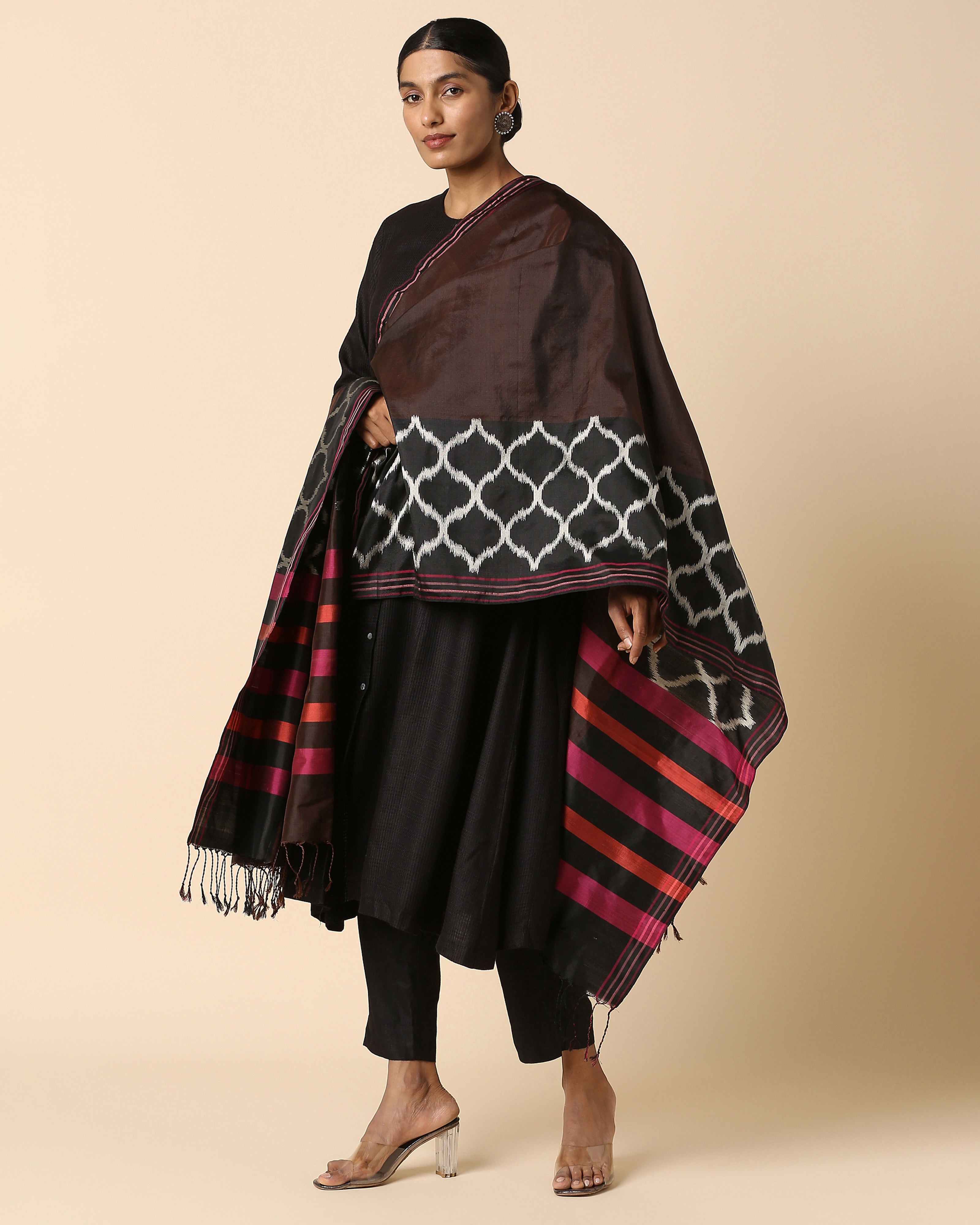 Malhar Pochampally Weft Ikat Silk Dupatta