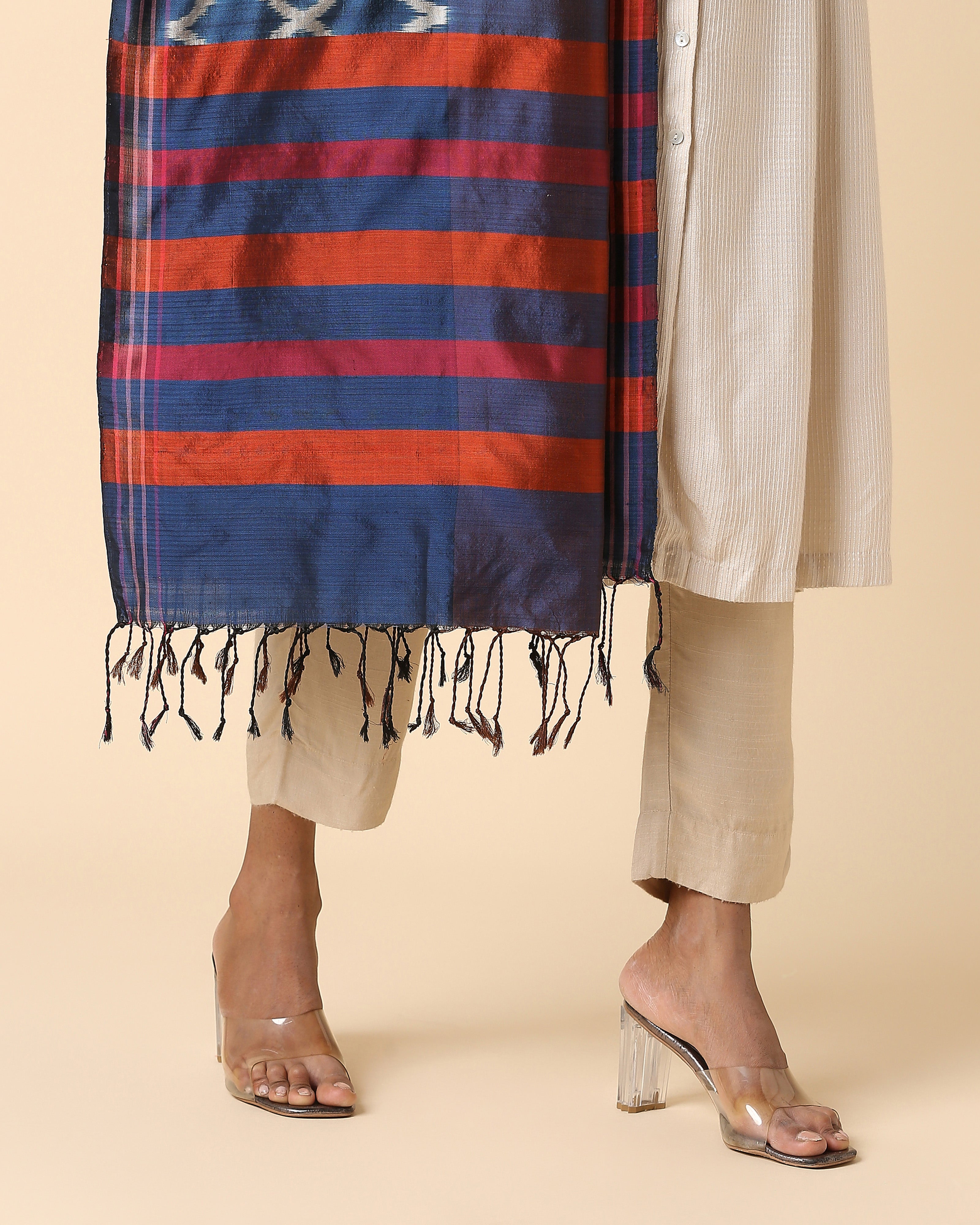 Malhar Pochampally Weft Ikat Silk Dupatta