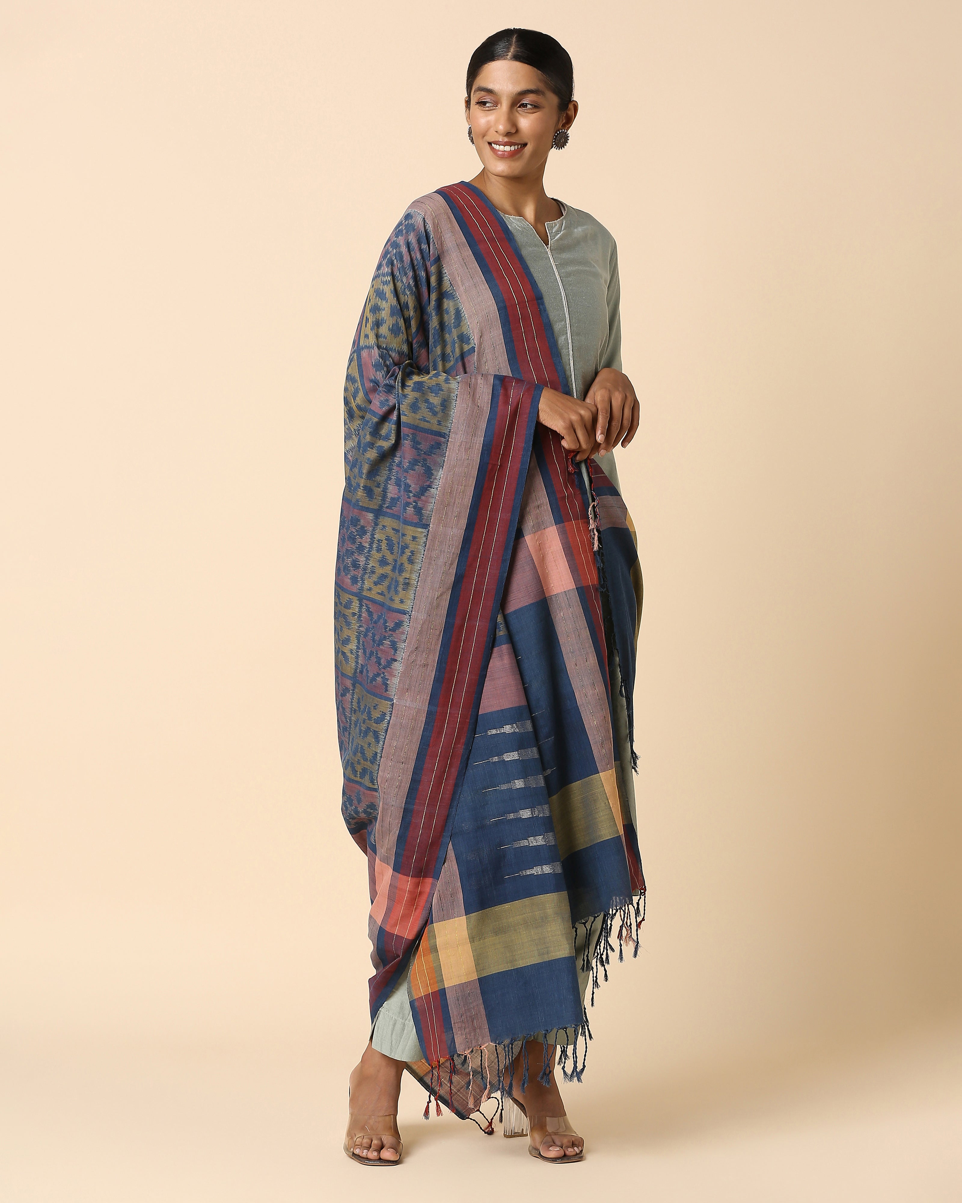 Bhairavi Pochampally Weft Ikat Cotton Dupatta
