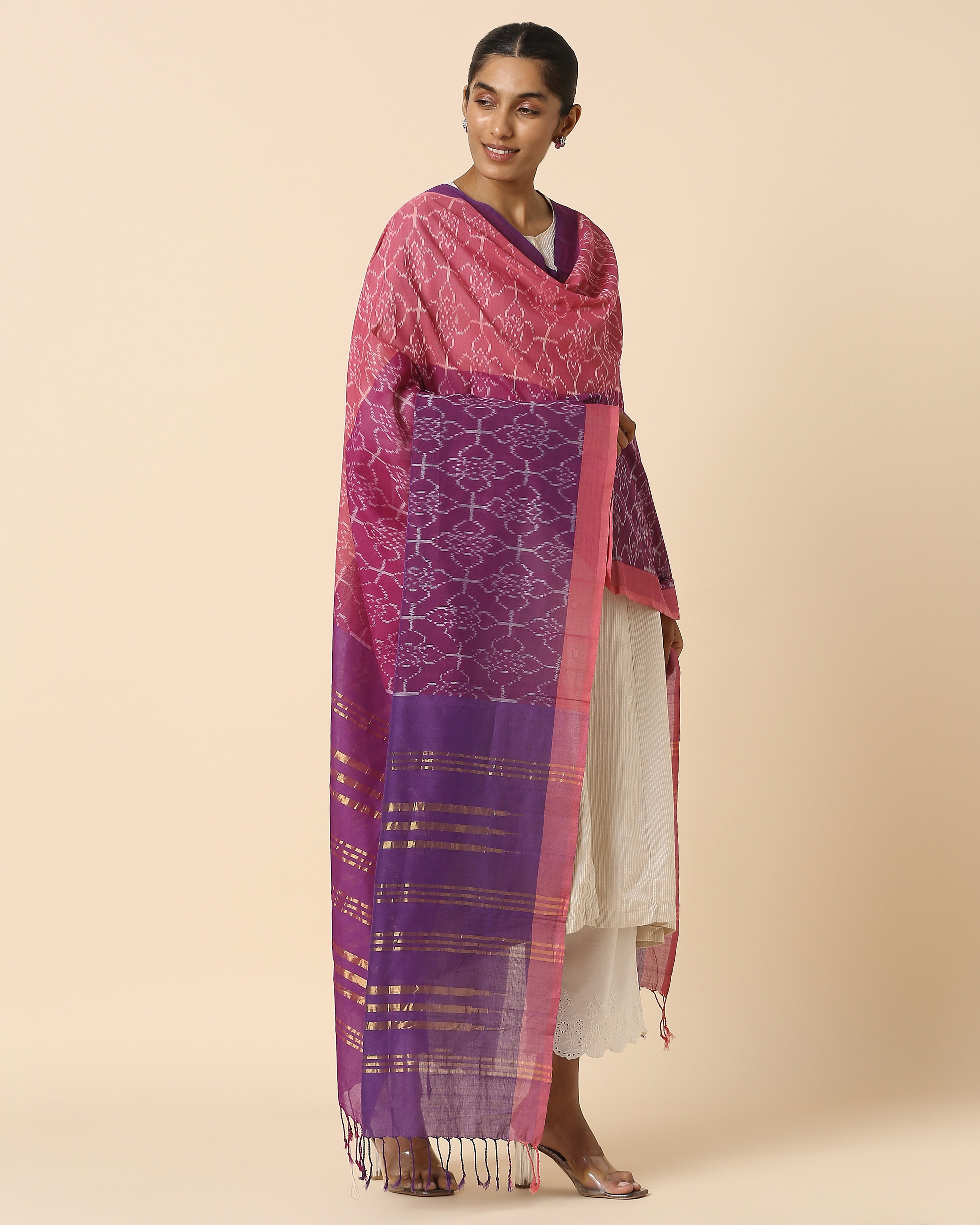 Feiyaz Pochampally Weft Ikat Cotton Dupatta