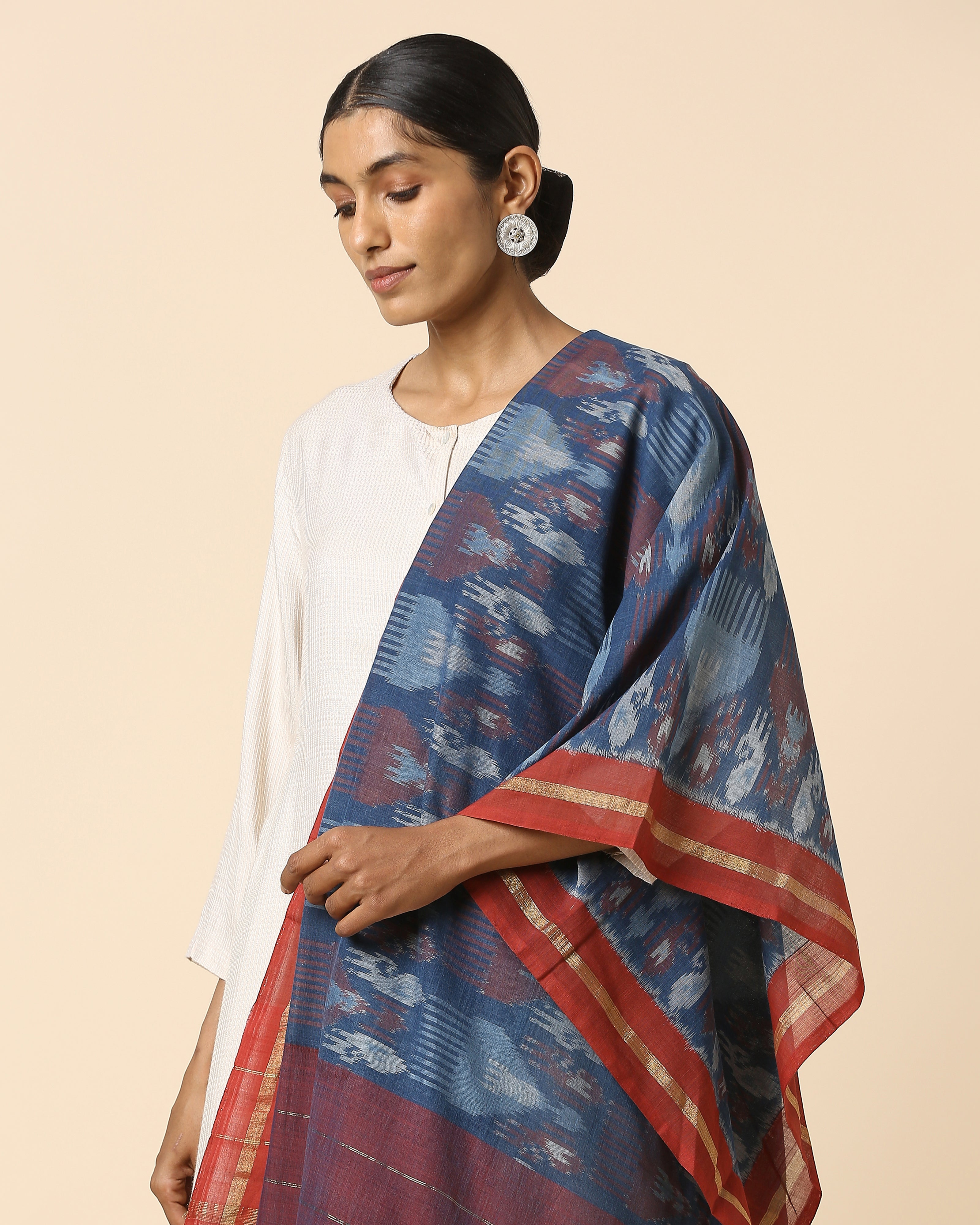 Janhavi Pochampally Weft Ikat Cotton Dupatta