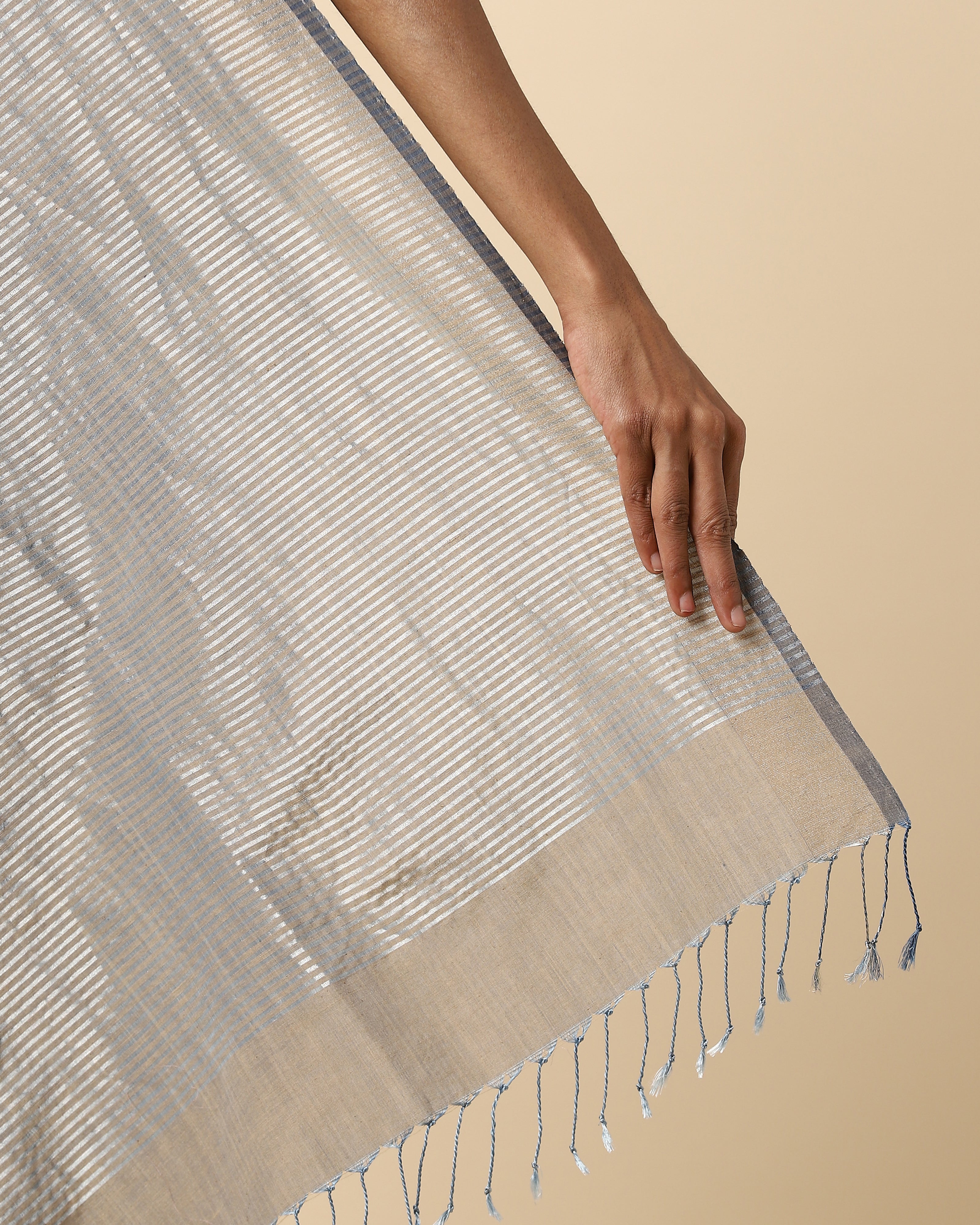 Cellan Pochampally Warp Ikat Brown Cotton Saree