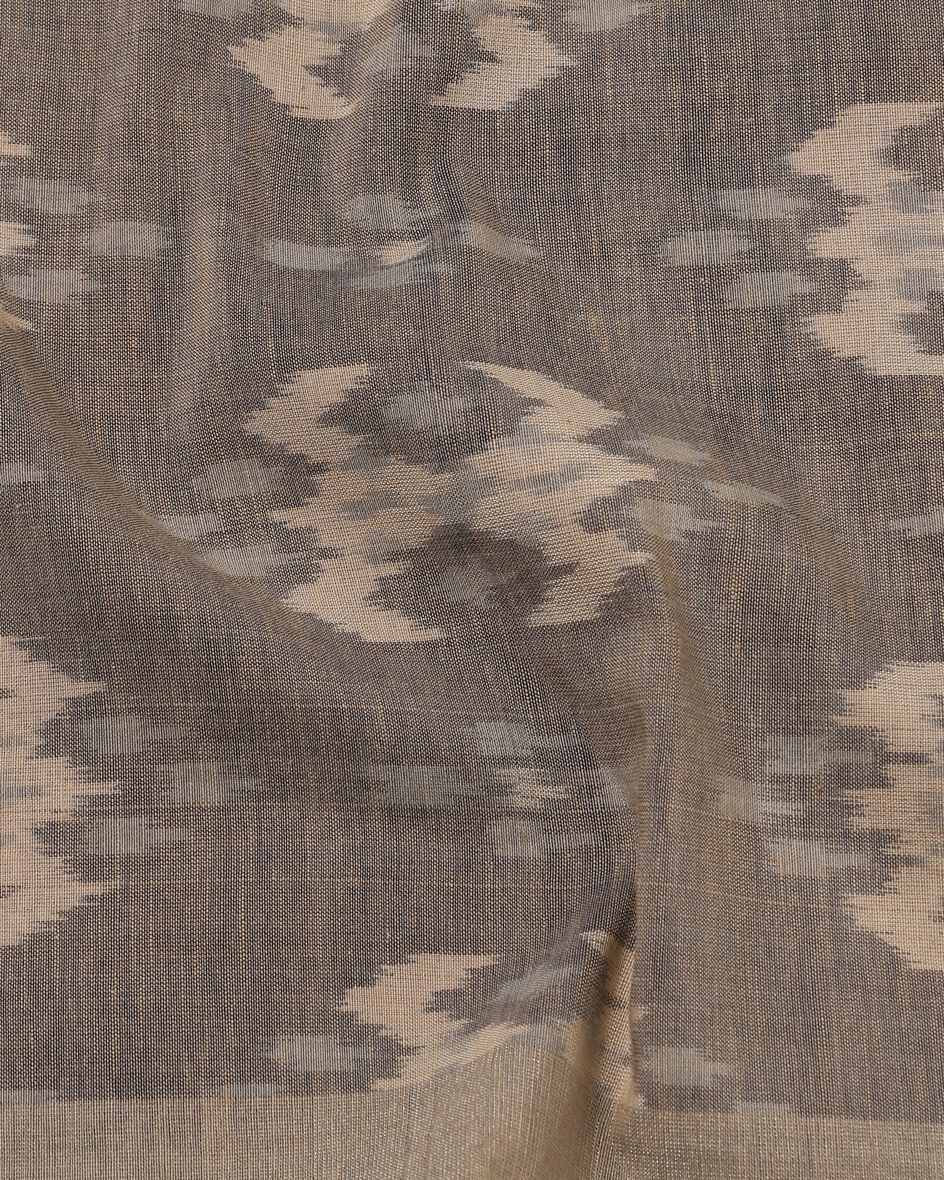 Cellan Pochampally Warp Ikat Brown Cotton Saree