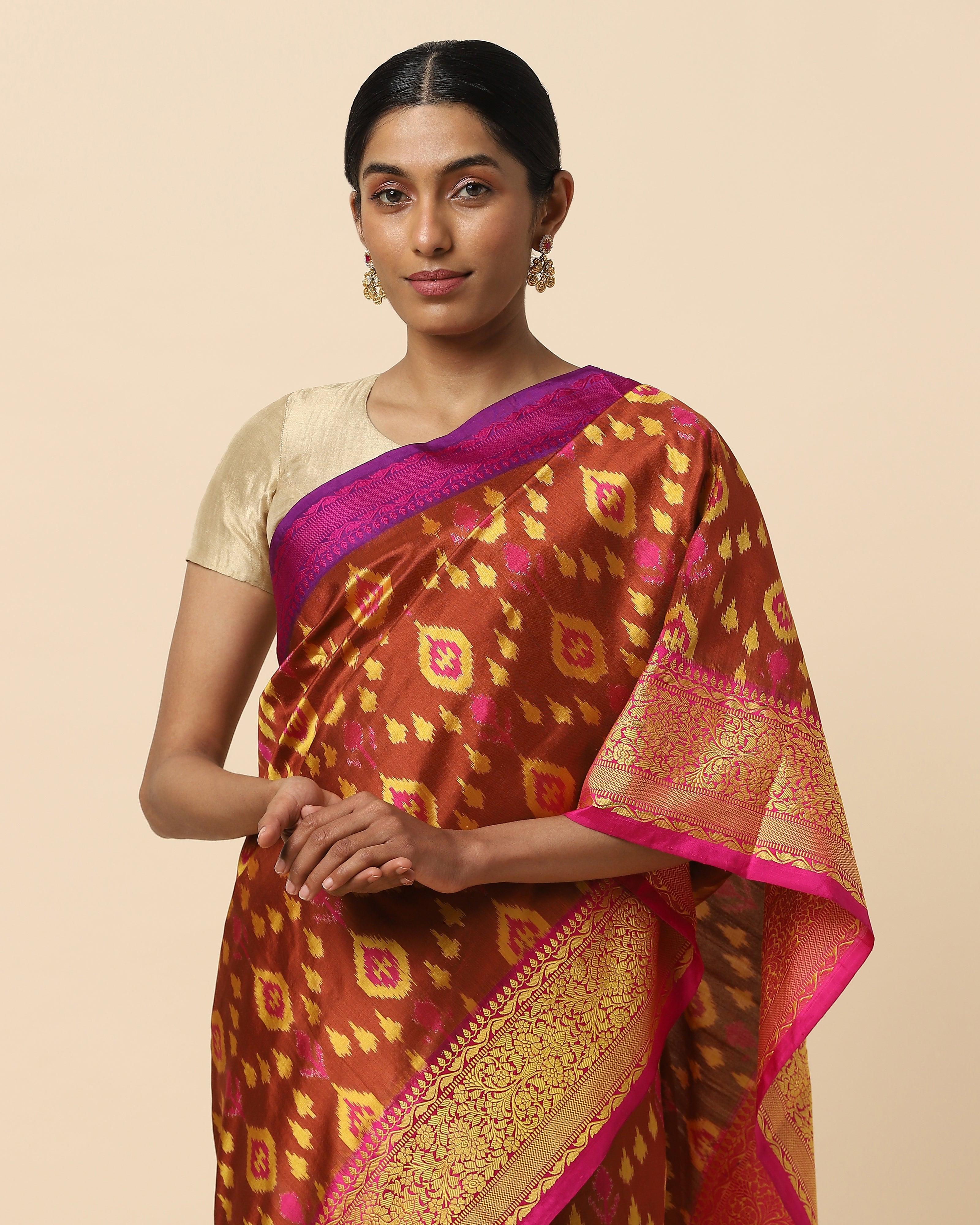 Aafia Pochampally Weft Ikat Silk Saree