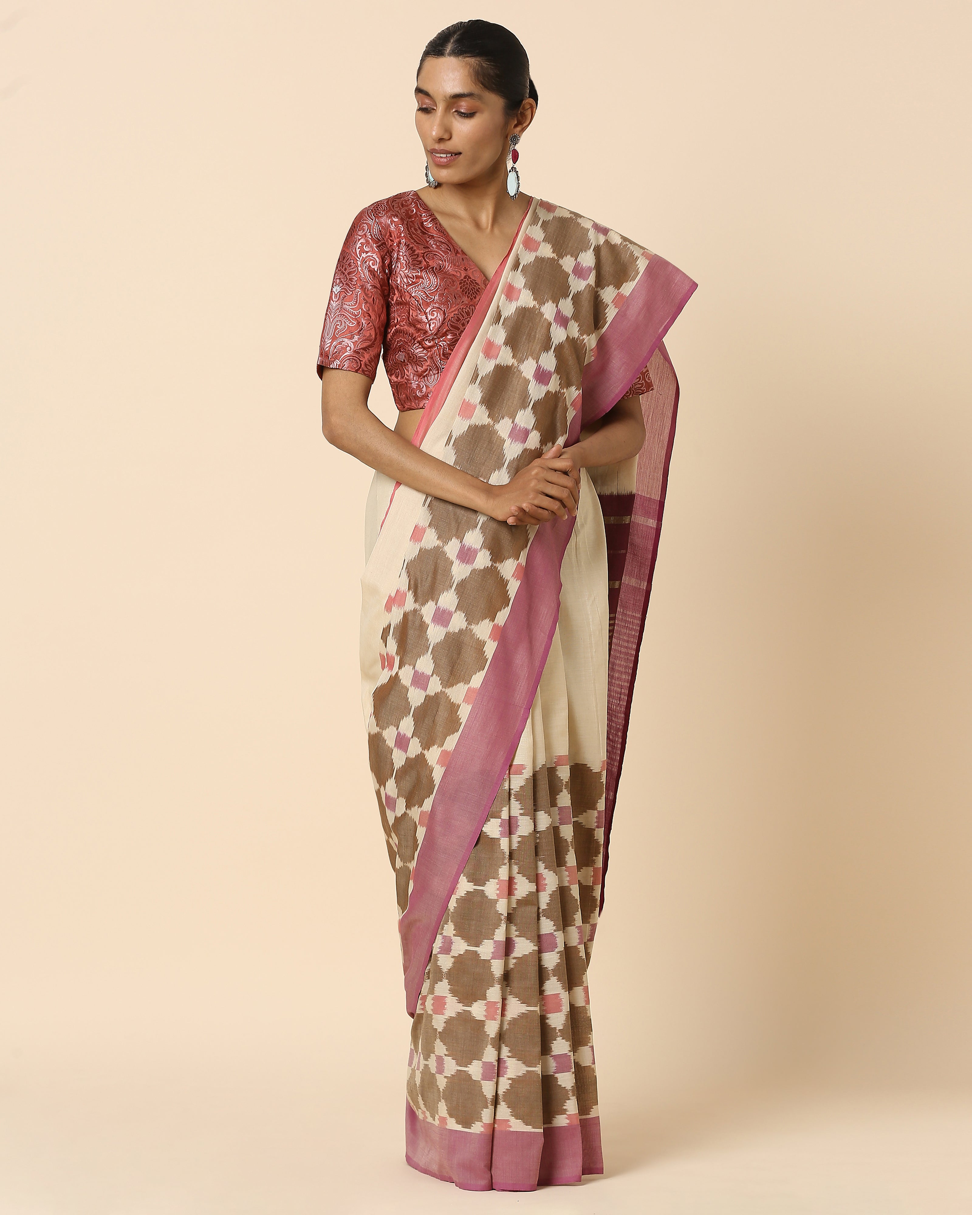 Emmary Pochampally Warp Ikat Cotton Saree