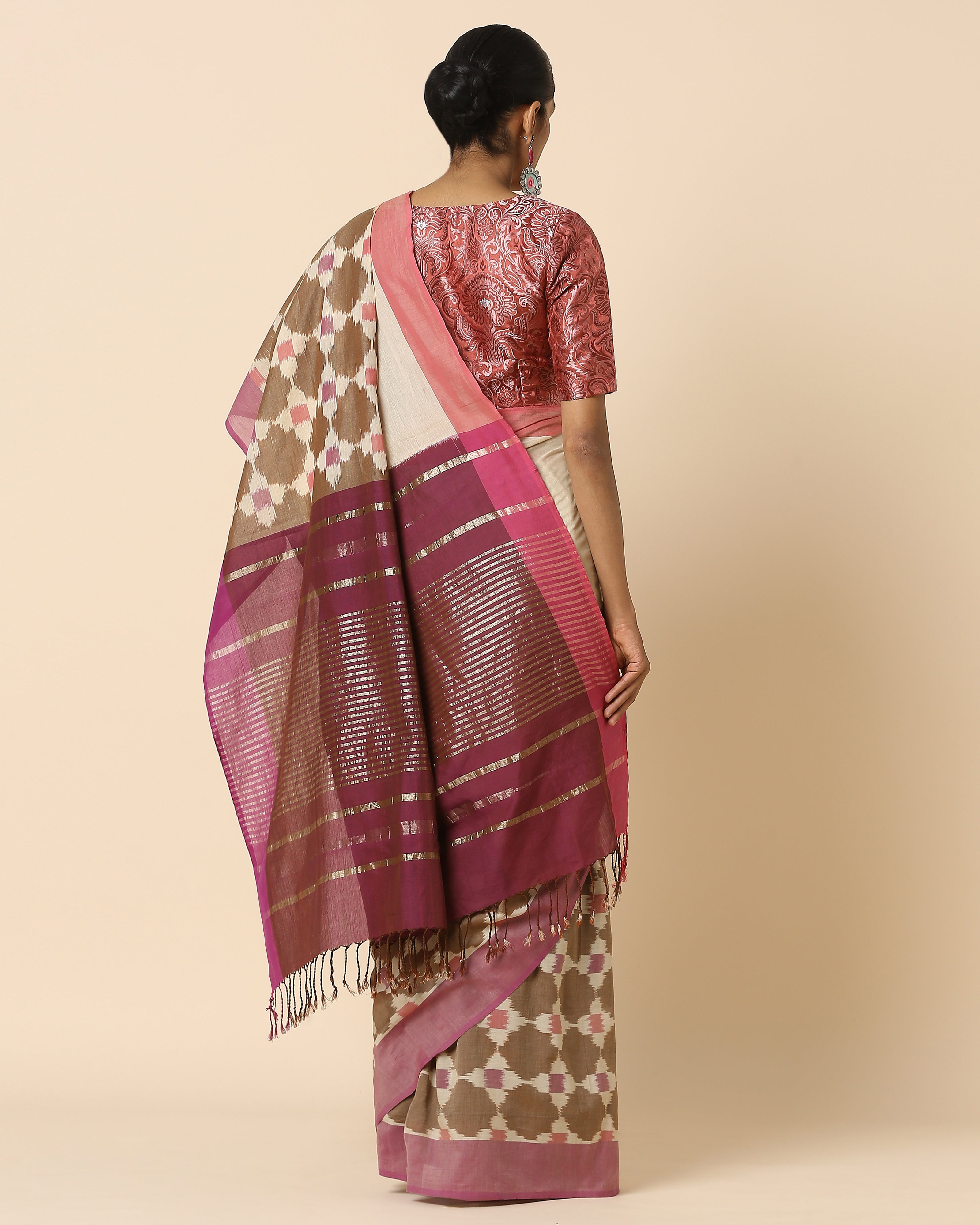 Emmary Pochampally Warp Ikat Cotton Saree
