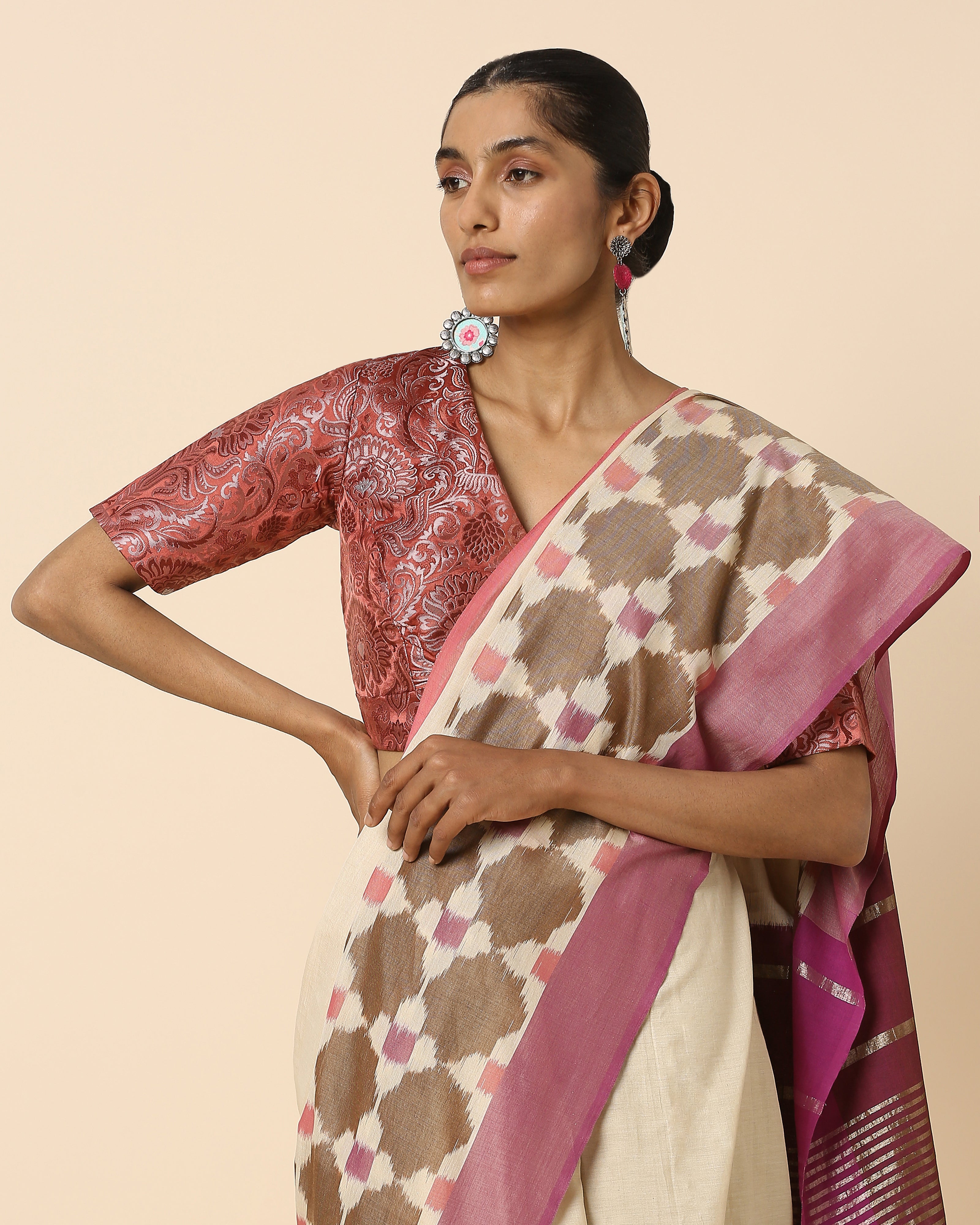 Emmary Pochampally Warp Ikat Cotton Saree