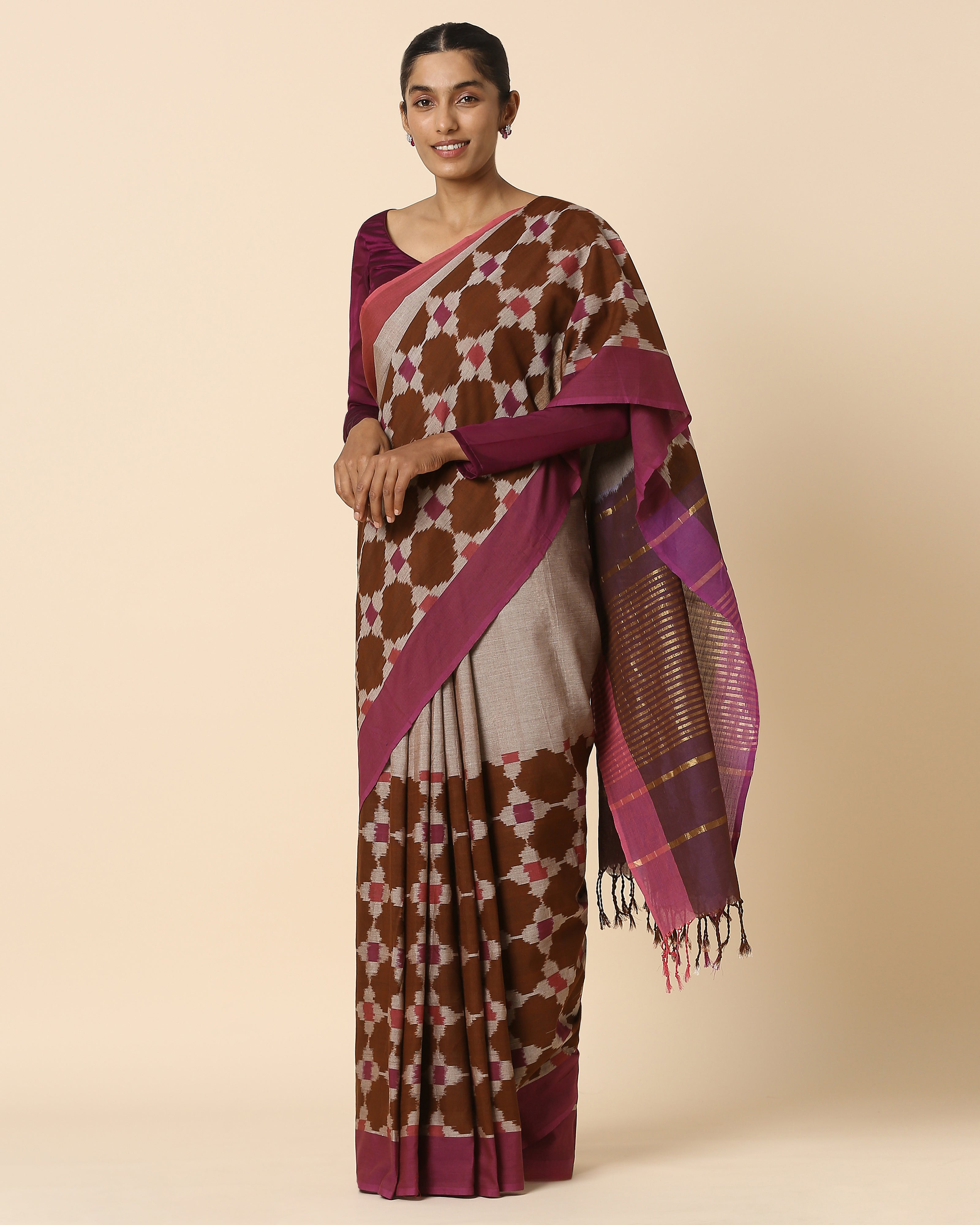 Emmary Pochampally Warp Ikat Cotton Saree