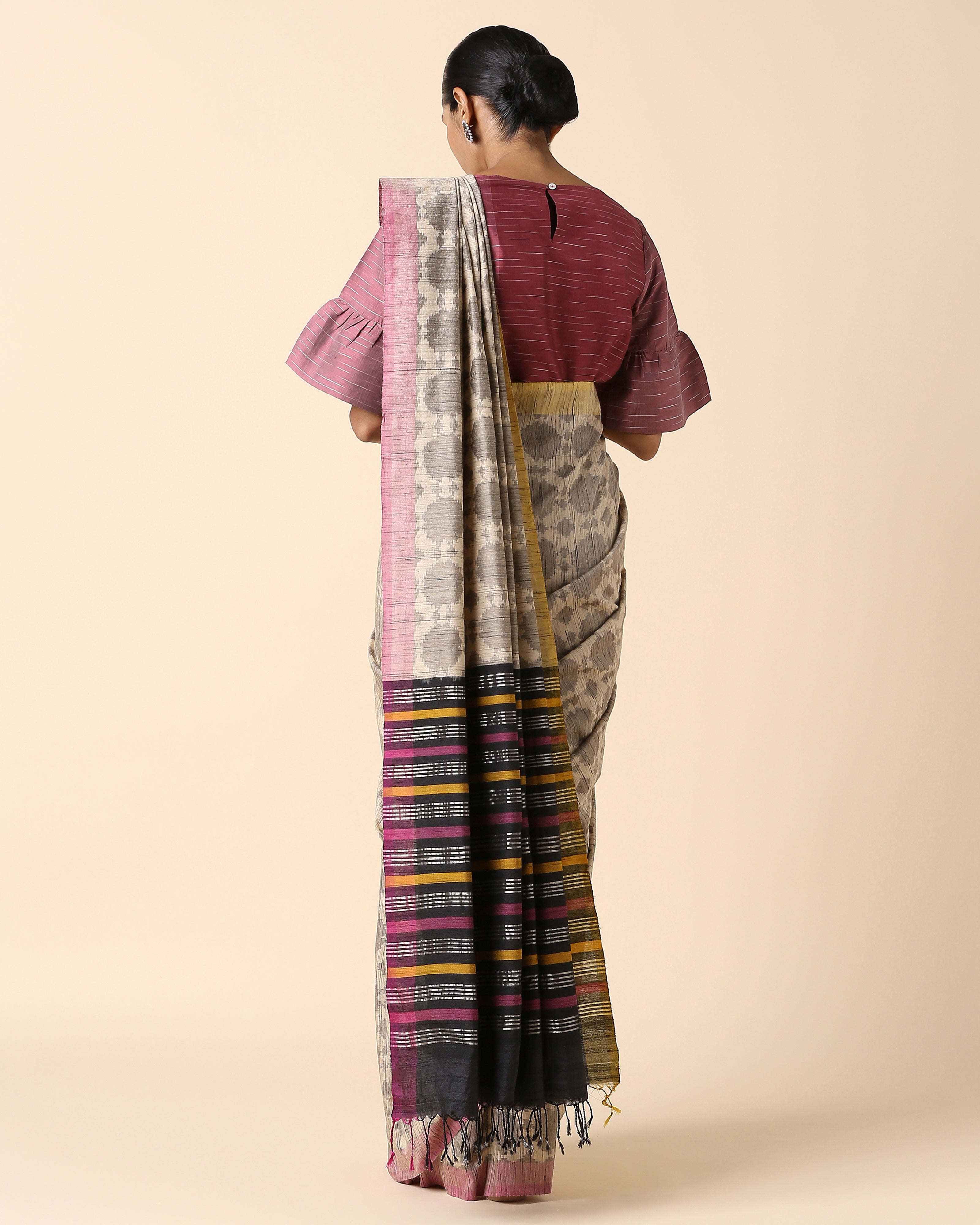 Jumaina Pochampally Warp Ikat Silk Saree