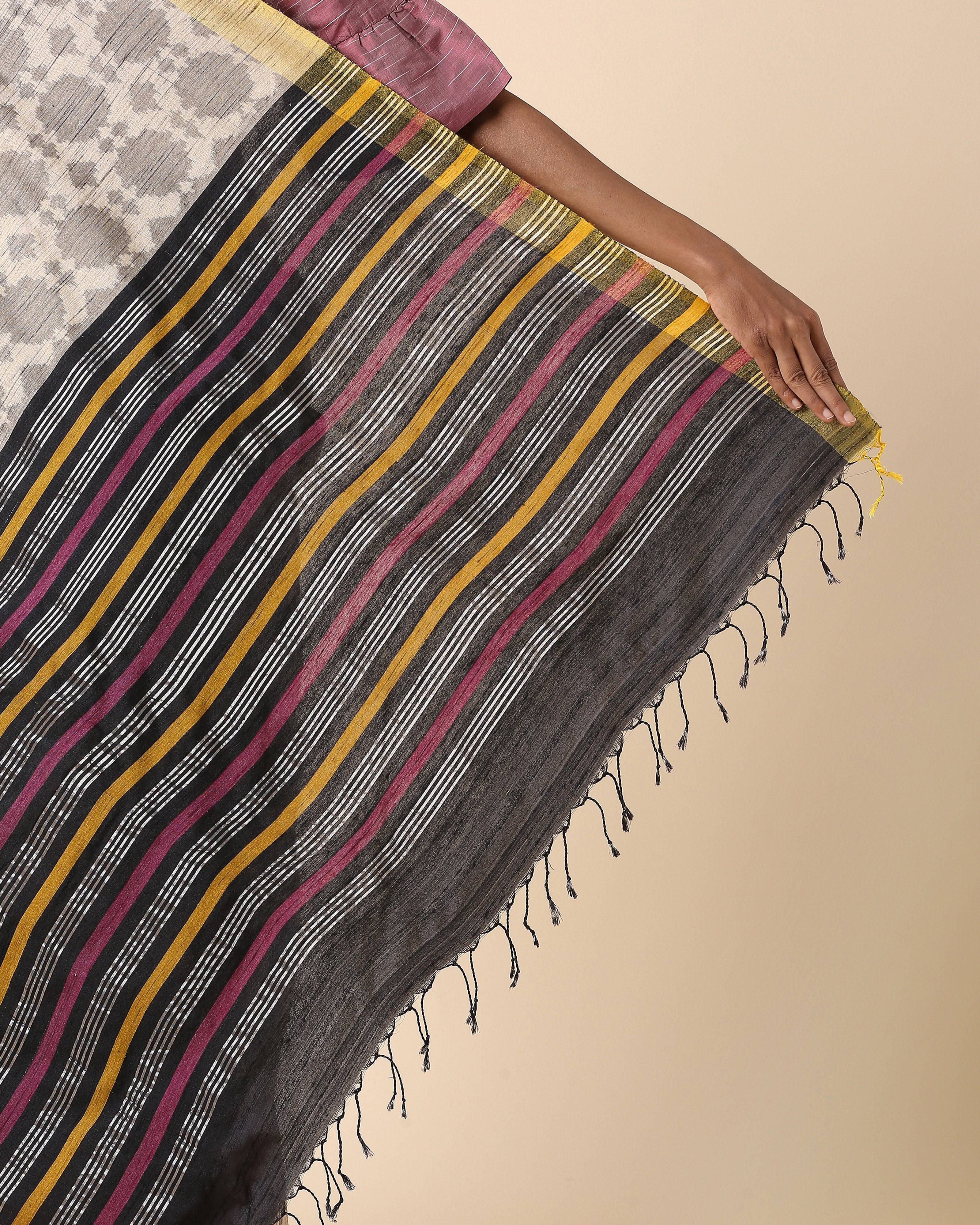 Jumaina Pochampally Warp Ikat Silk Saree