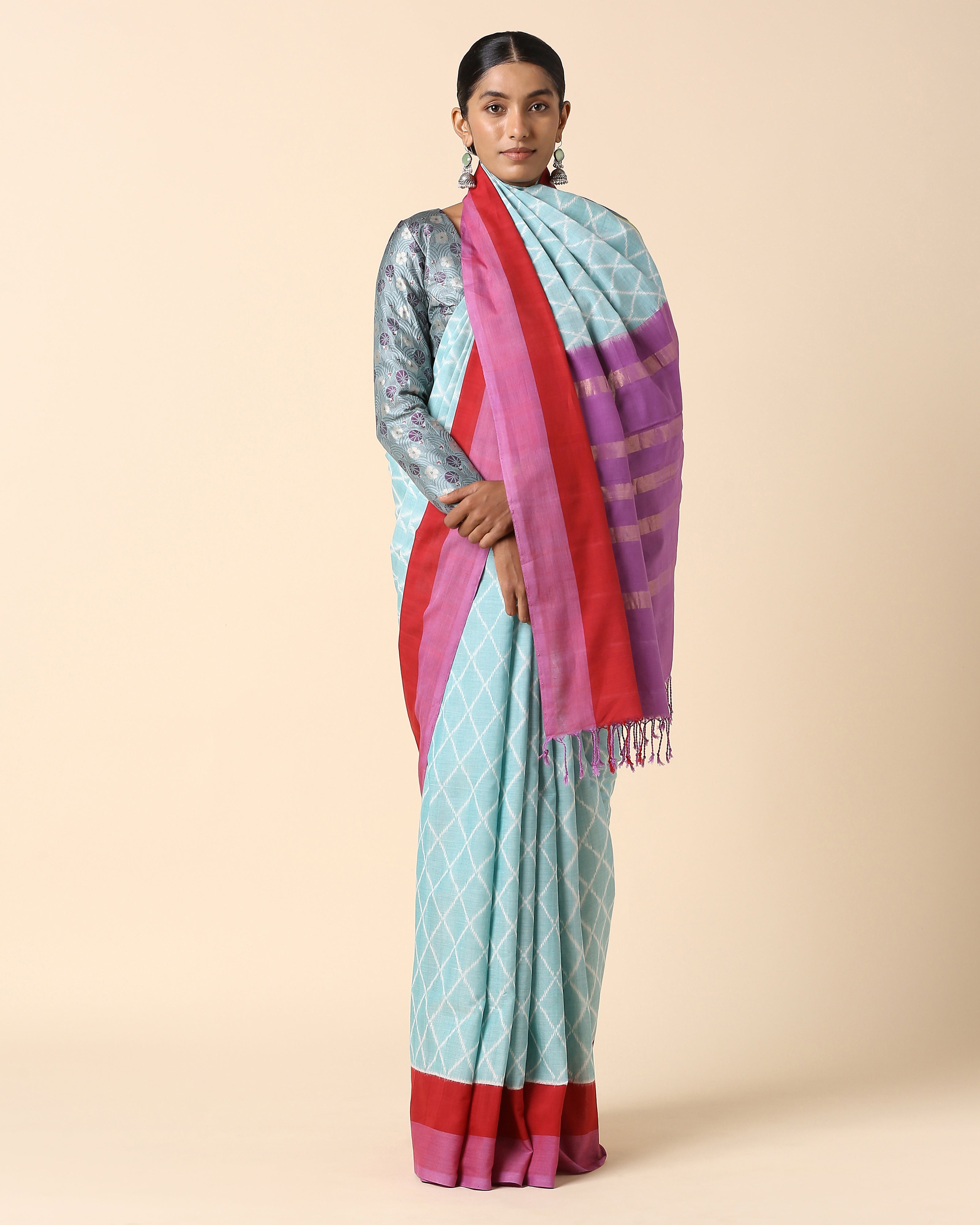 Shafna Pochampally Weft Ikat Cotton Saree