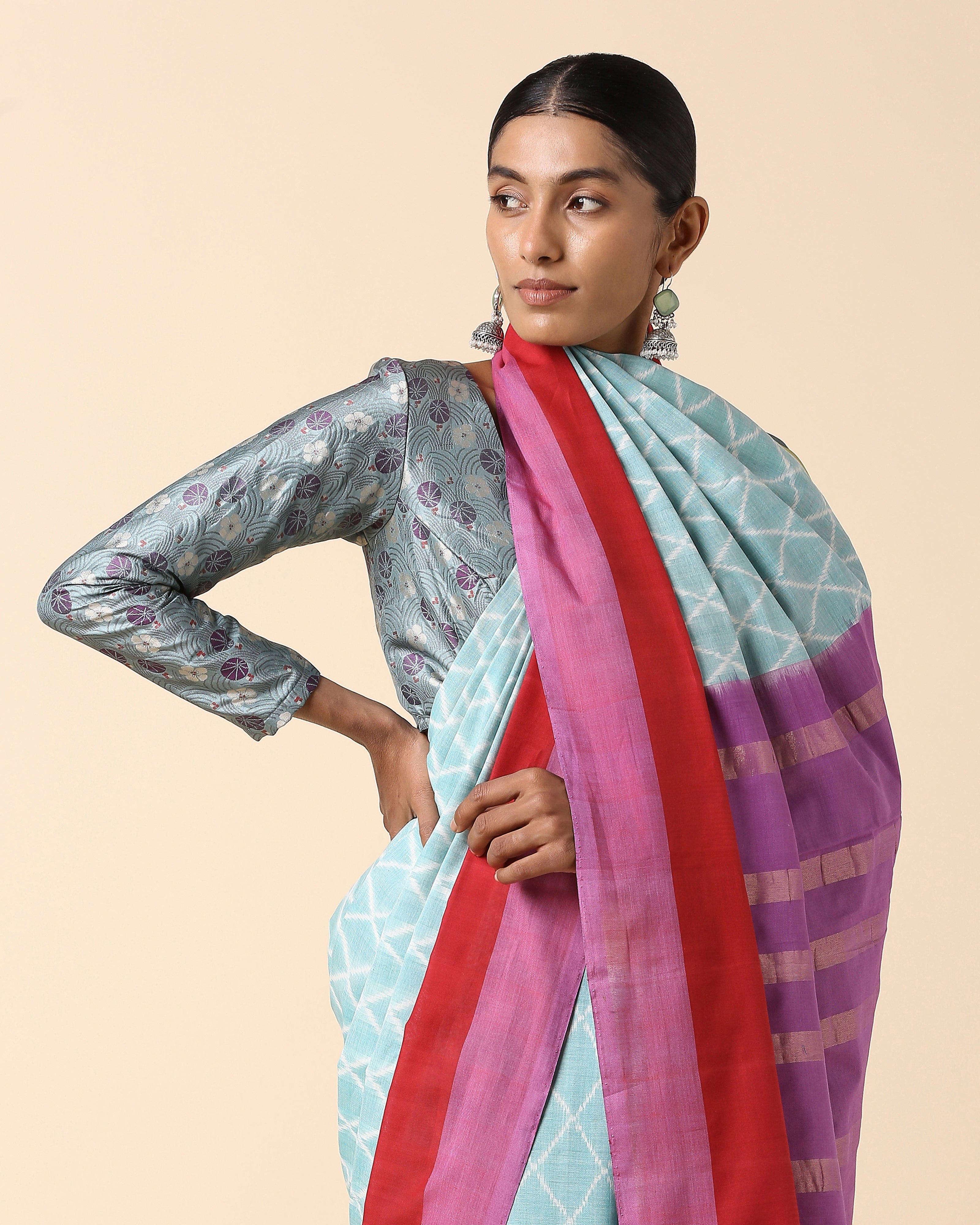 Shafna Pochampally Weft Ikat Cotton Saree