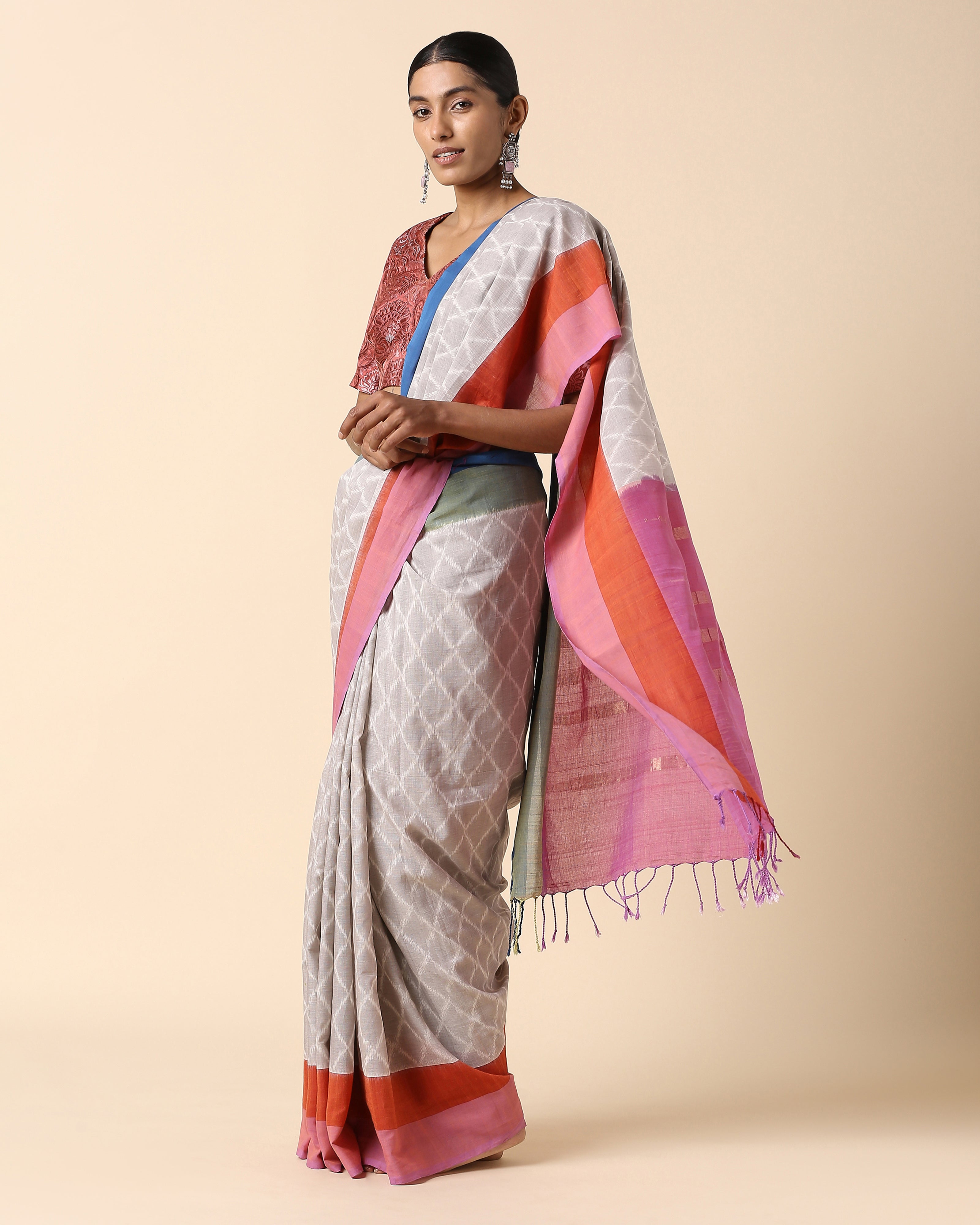 Shafna Pochampally Weft Ikat Cotton Saree