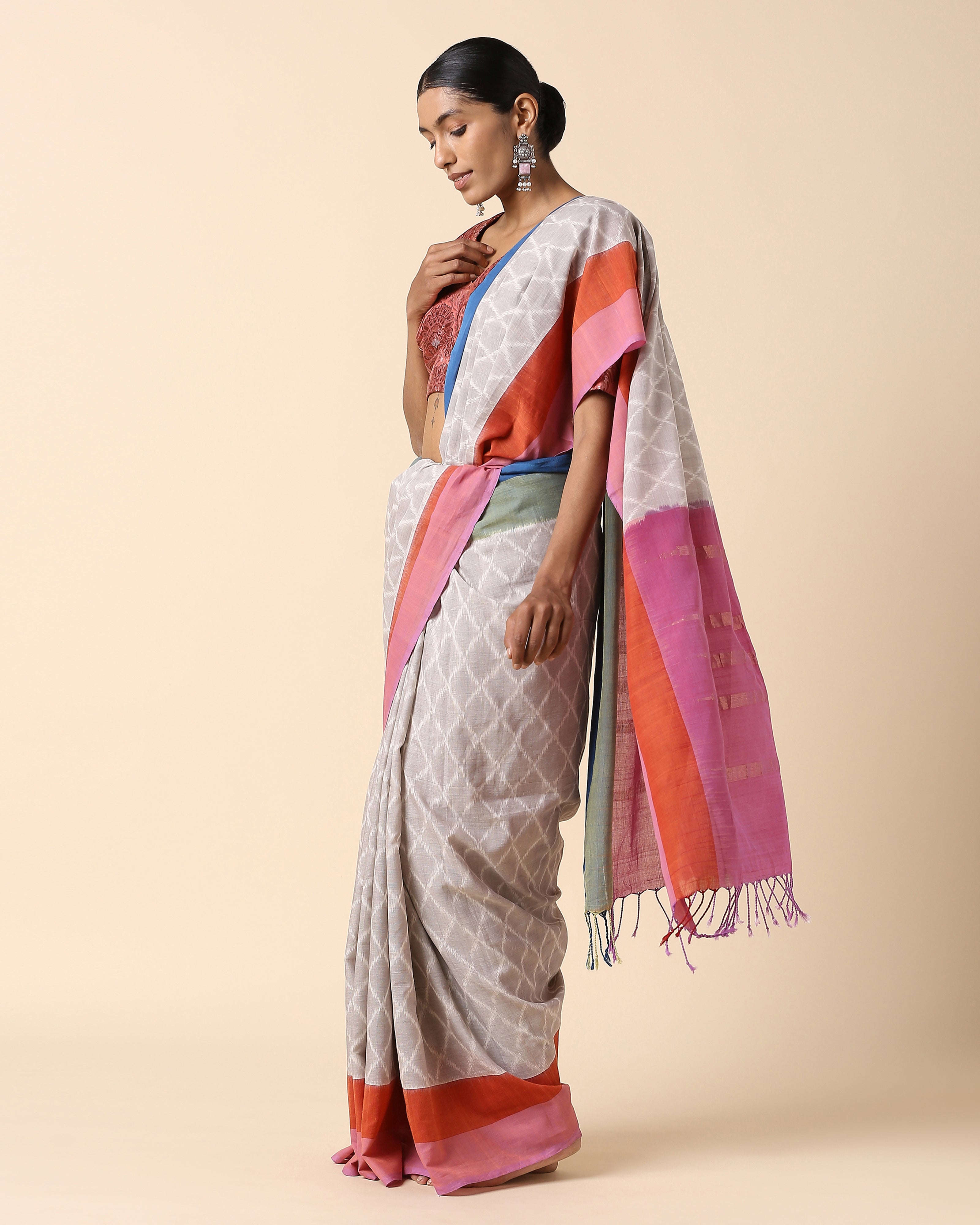Shafna Pochampally Weft Ikat Cotton Saree