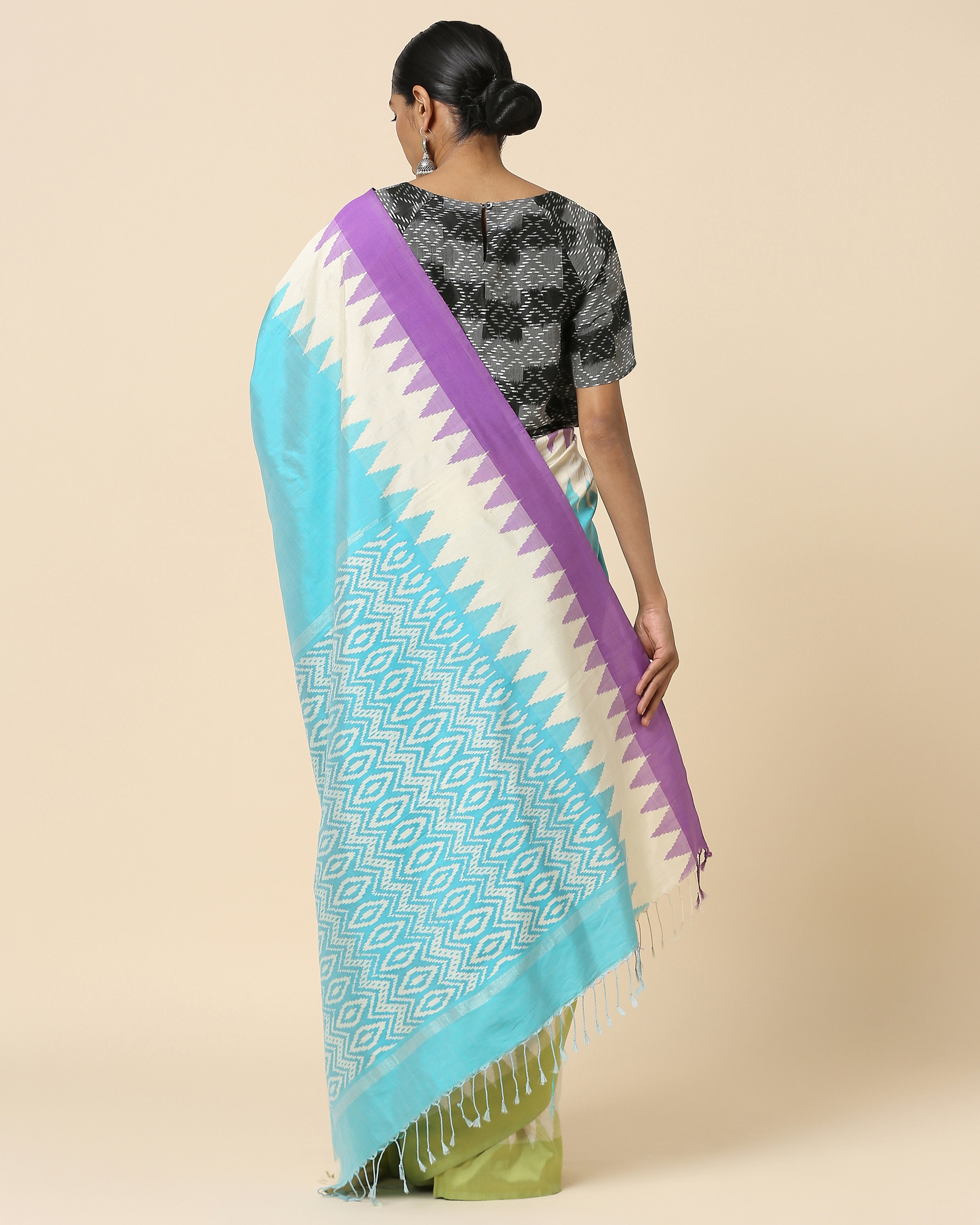 Shezan Pochampally Weft Ikat Cotton Silk Saree