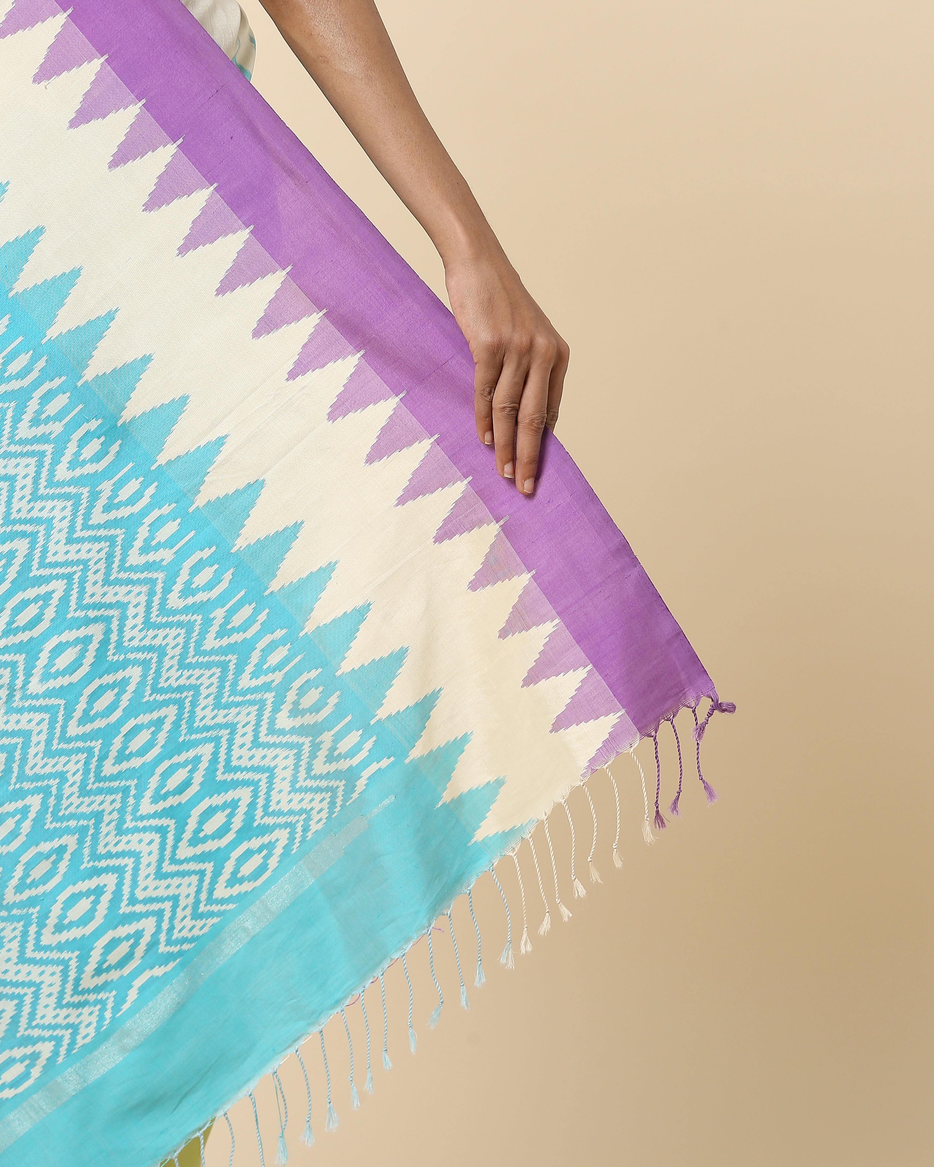 Shezan Pochampally Weft Ikat Cotton Silk Saree