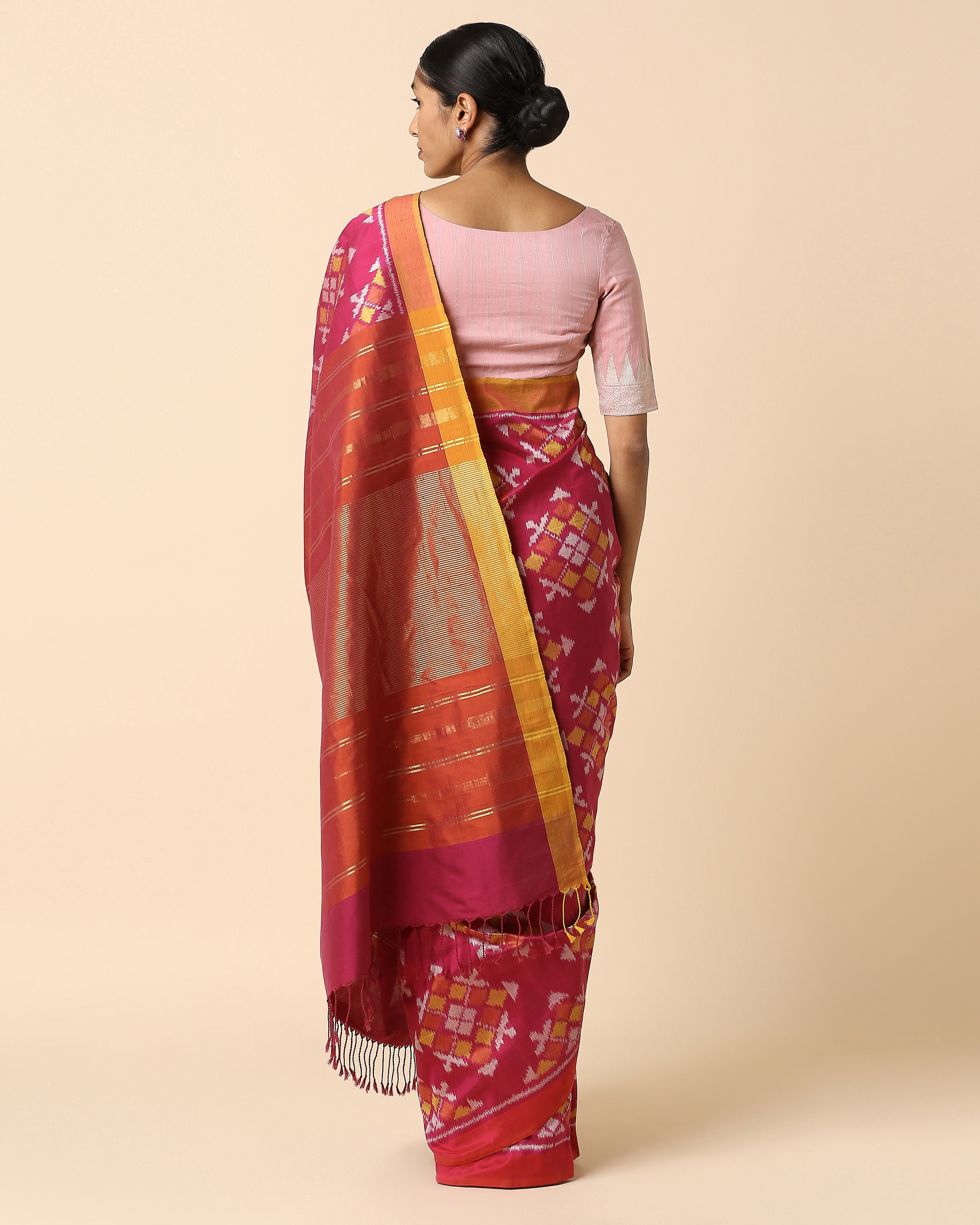 Nahara Pochampally Weft Ikat Cotton Silk Saree